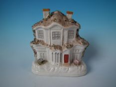 Staffordshire Pottery Two Storey House With Thatched Roof