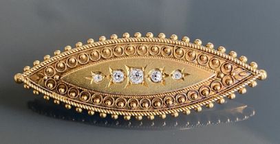 Victorian, Antique 15ct Gold Diamond Brooch Circa 1890's