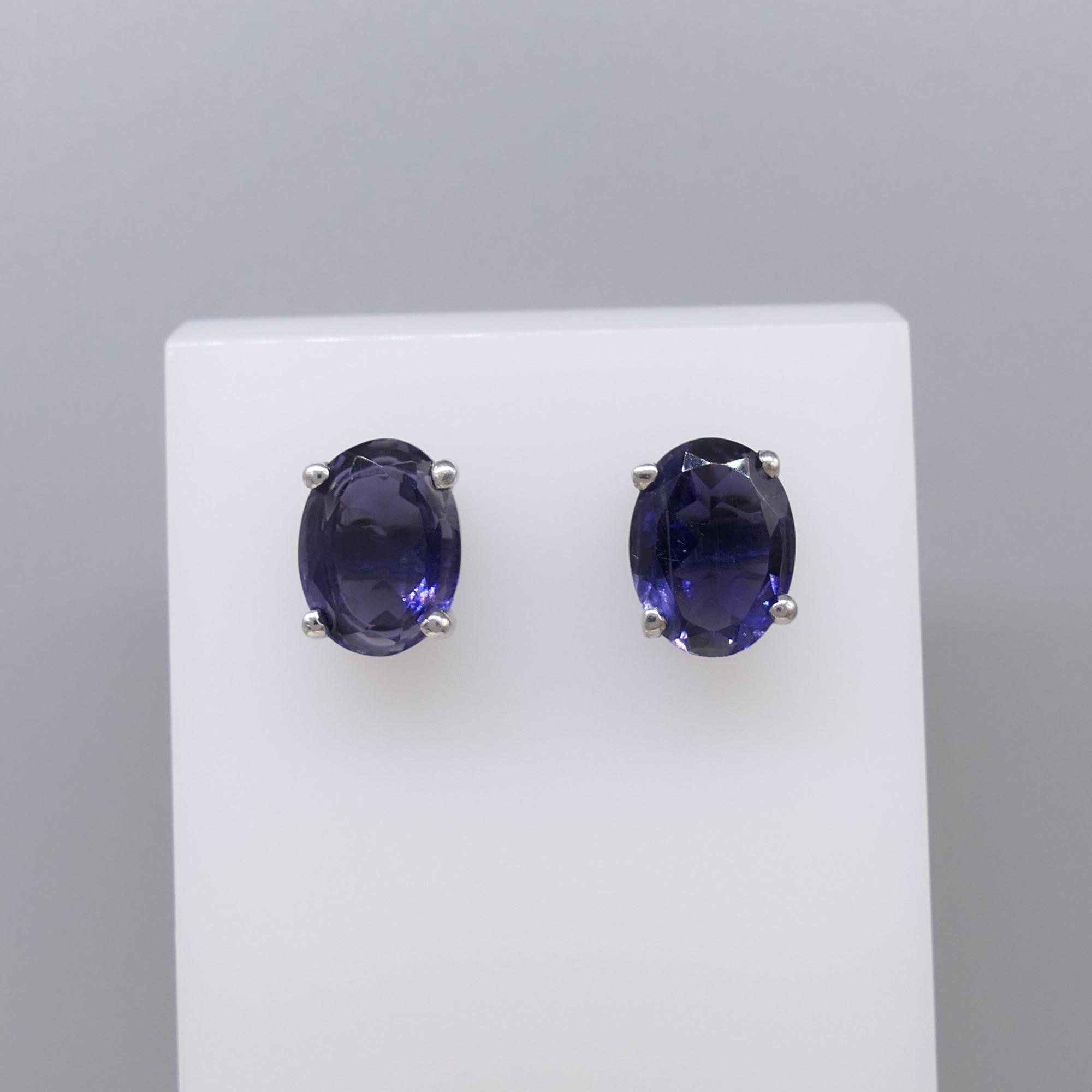 Natural Iolite Gemstone Ear Studs In Sterling Silver - Image 6 of 6