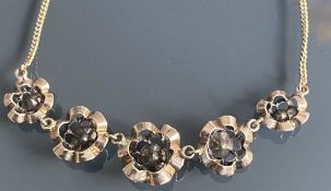 Antique Georgian Old Cut Diamond 18ct Gold & Silver Necklace