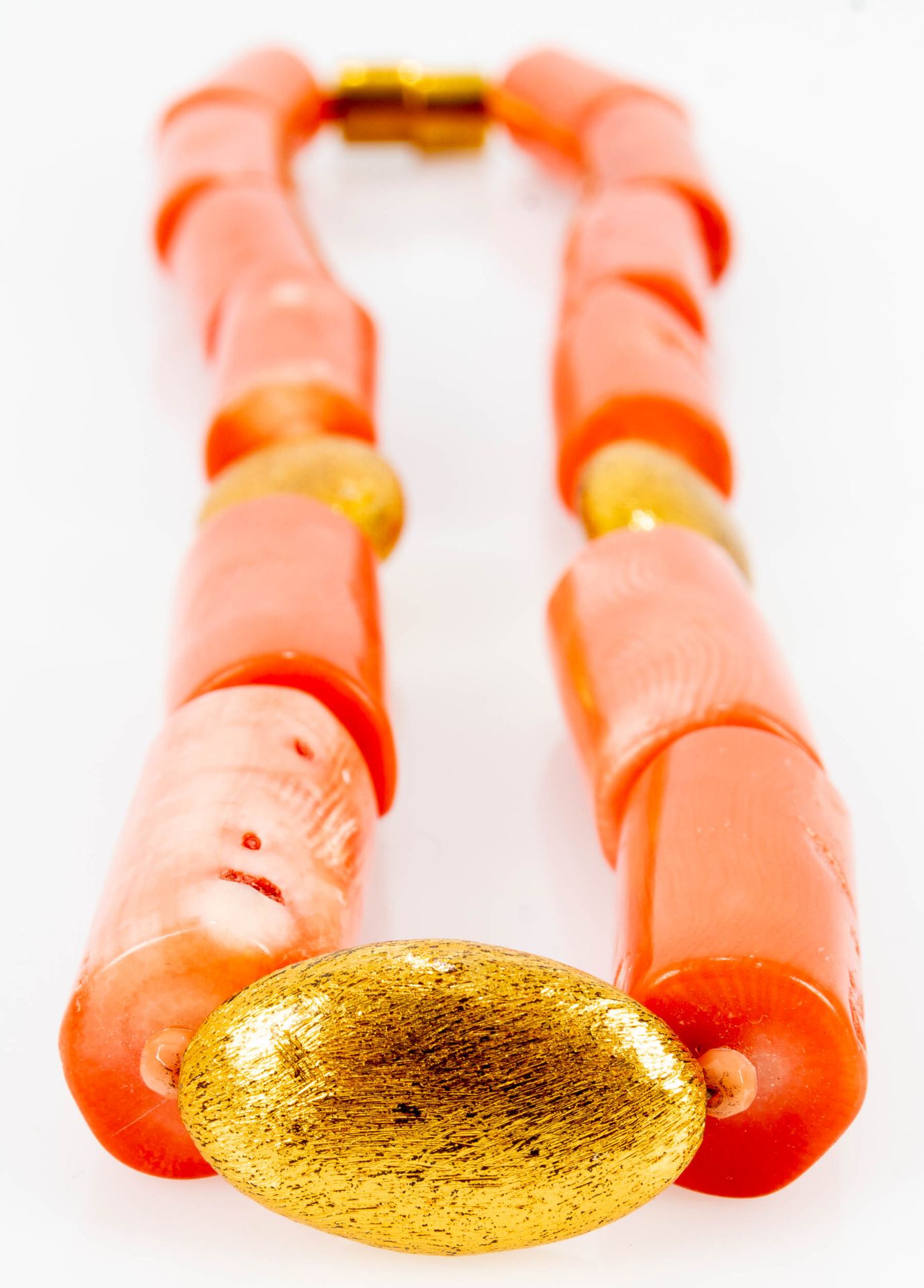 Korallen - Zylinder Halskette. Das mit vergoldetem Silbermagnetverschluss von einer norddeutschen S - Bild 4 aus 4