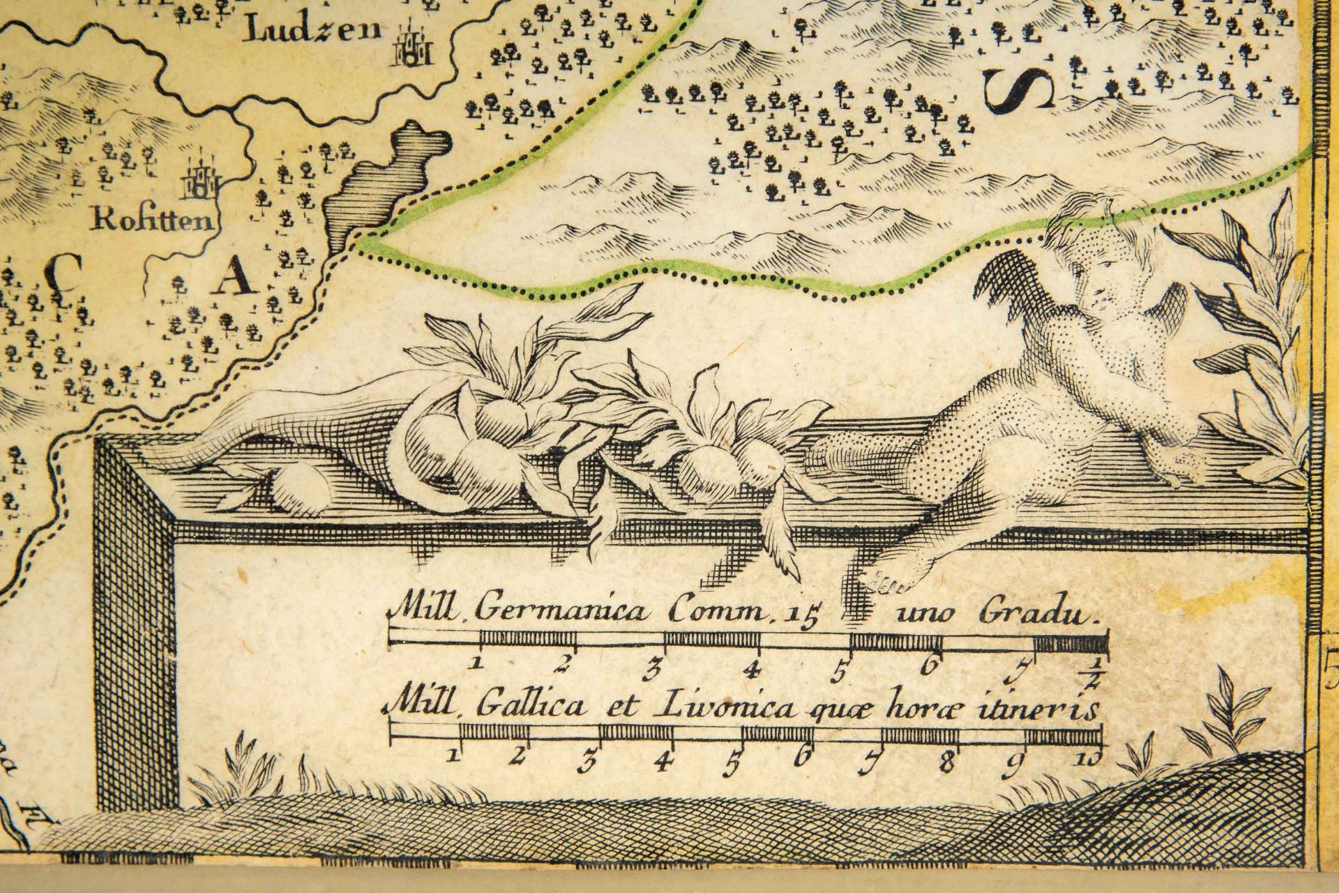 "DUKATUM LIVONIAE & CURLANDIAE", handkolorierte Kupferstichkarte des Johann Baptist Homann, Nürnber - Image 6 of 8