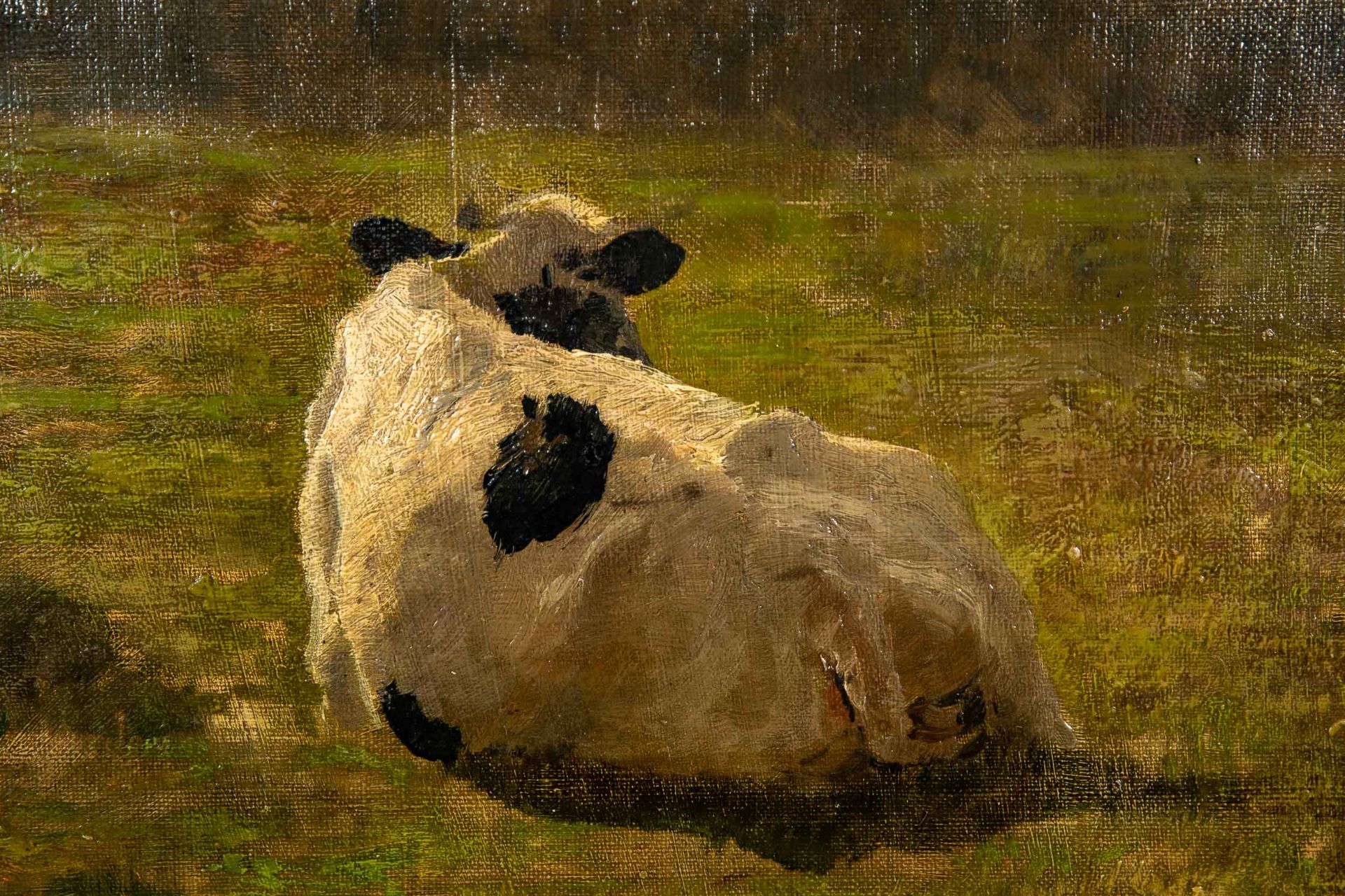"Kühe auf der Weide", Gemälde Öl auf Malpappe/ Malkarton, ca. 34 x 51 cm, unsignierte stimmungsvoll - Image 5 of 7