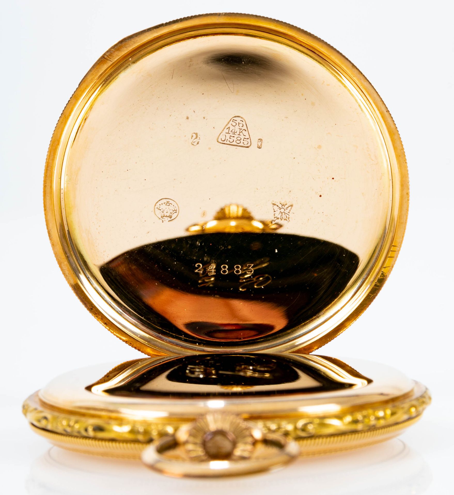 "Chronometre Geniale", goldene Herren - Sprungdeckeltaschenuhr; Ziffernblatt mit arabischen Zahlen, - Bild 6 aus 9