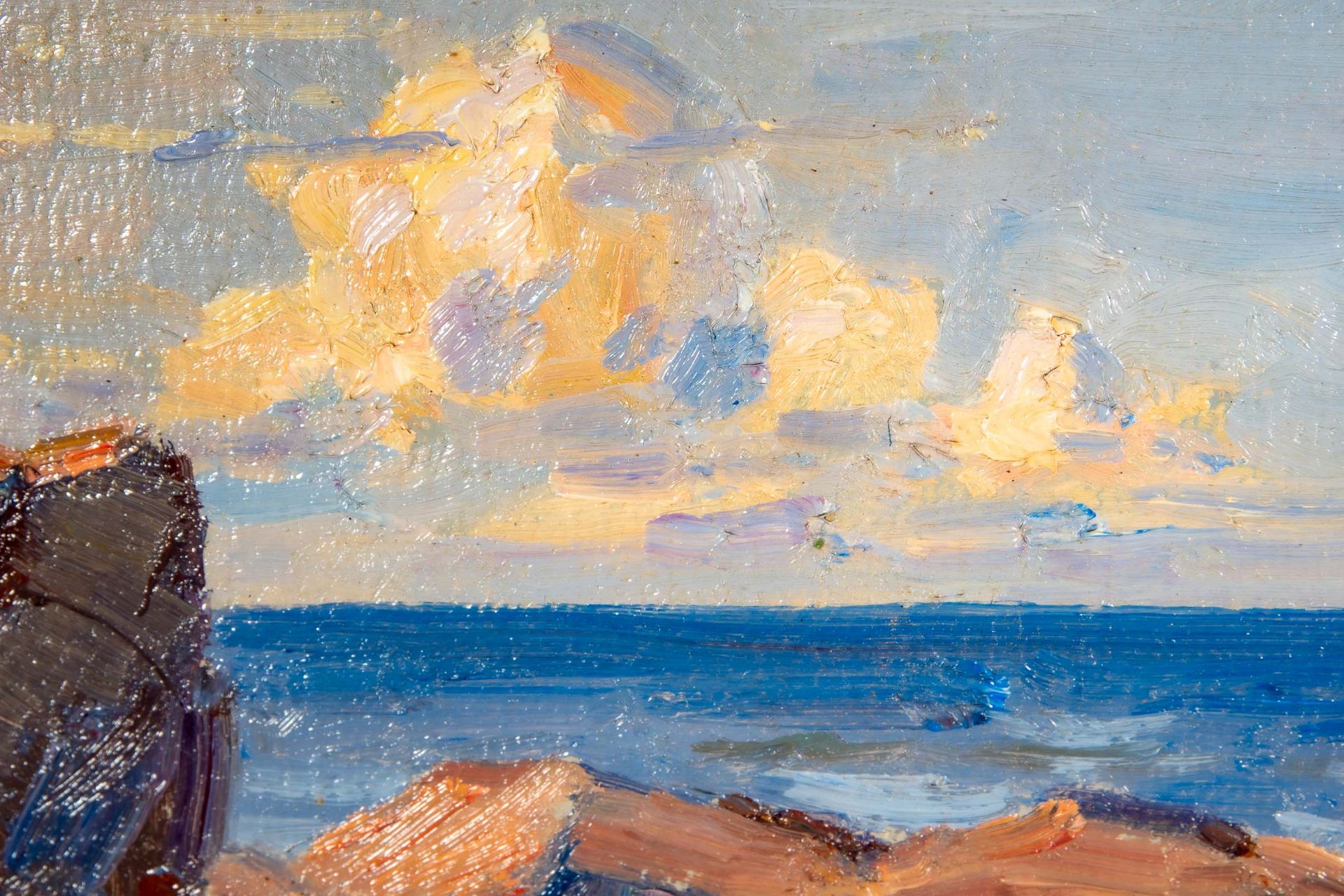 "Felsiger Küstenstreifen auf Bornholm", Gemälde Öl auf Leinwand, ca. 31 x 41 cm, unten rechts ( in - Image 6 of 10