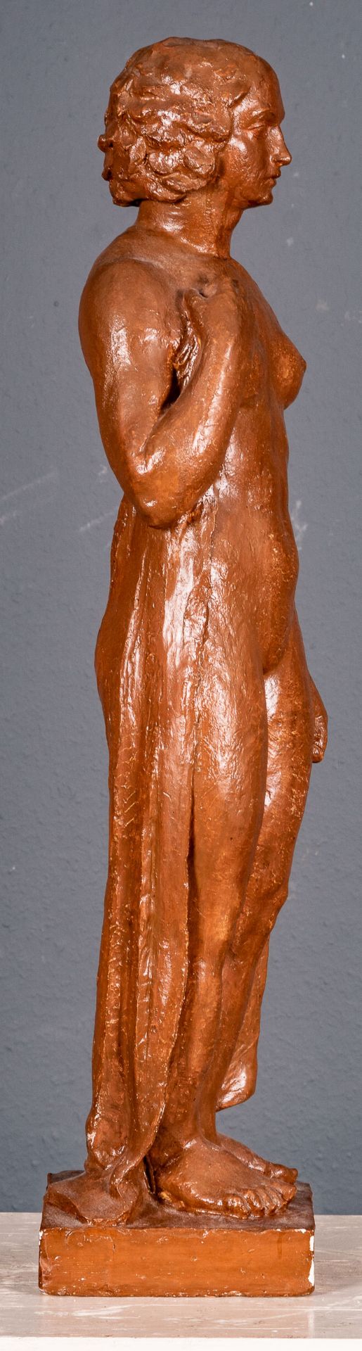 HEINRICH SCHLOTTER: "Die Badende" - Stukko, Standfigur von 1926. Nackte, stehende junge Frau, ihre  - Bild 8 aus 19