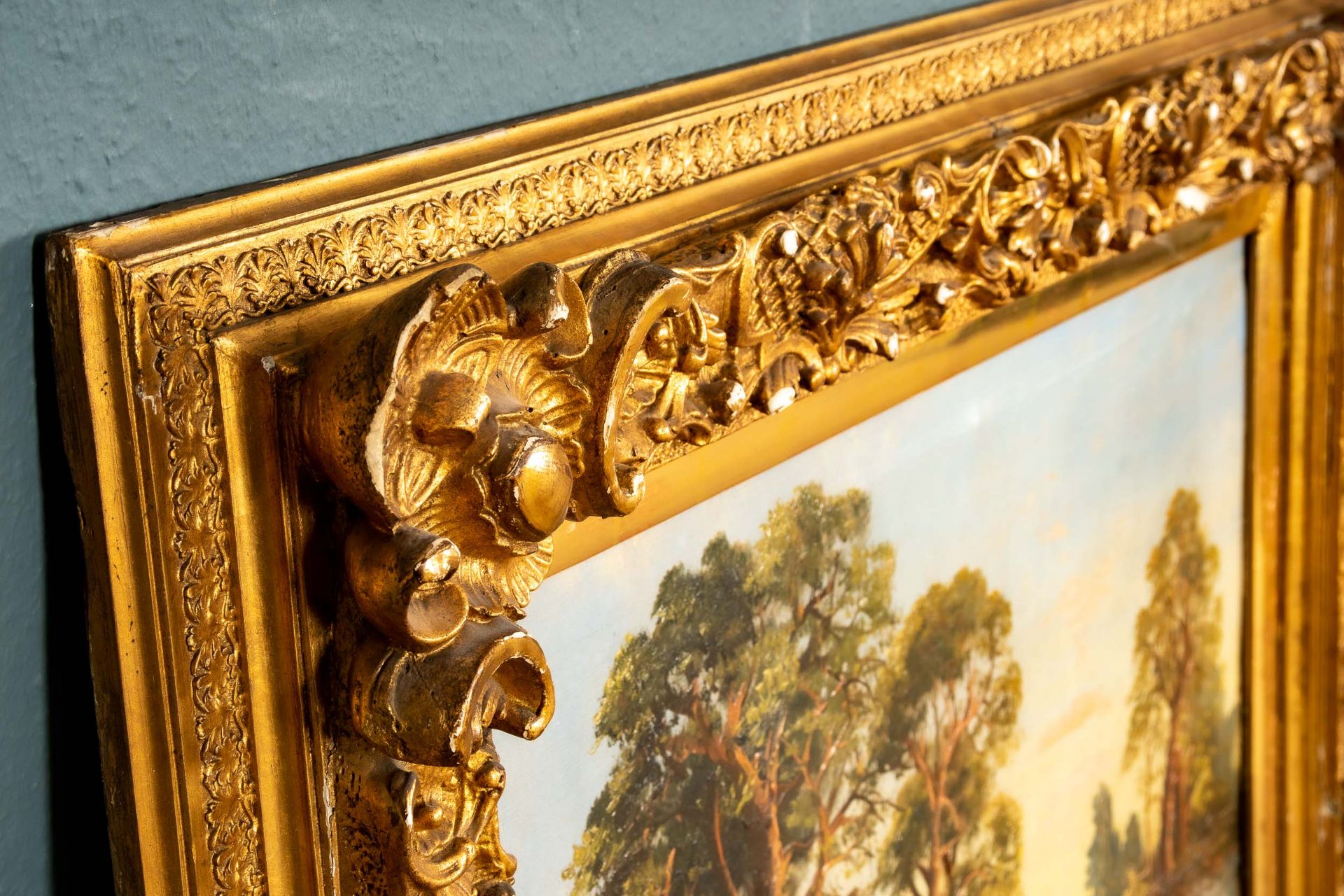 Paar dekorativer Historismus-Goldstuckrahmen um 1900; Falzmaße je ca. 54 x 81 cm, max. Außenmaße je - Bild 4 aus 17