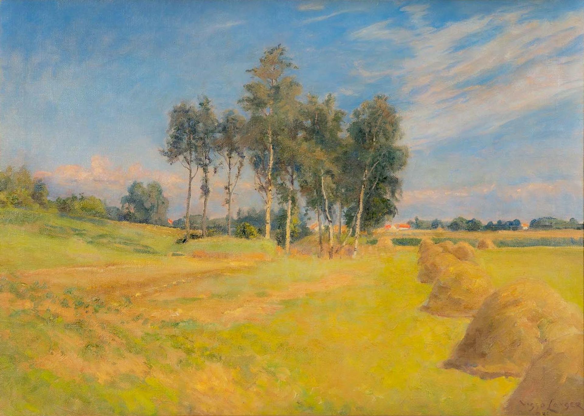 "Sommerliche Landschaft", Gemälde Öl auf Leinwand, ca. 51 x 72,5 cm, unten rechts signiert: "Viggo - Image 2 of 10
