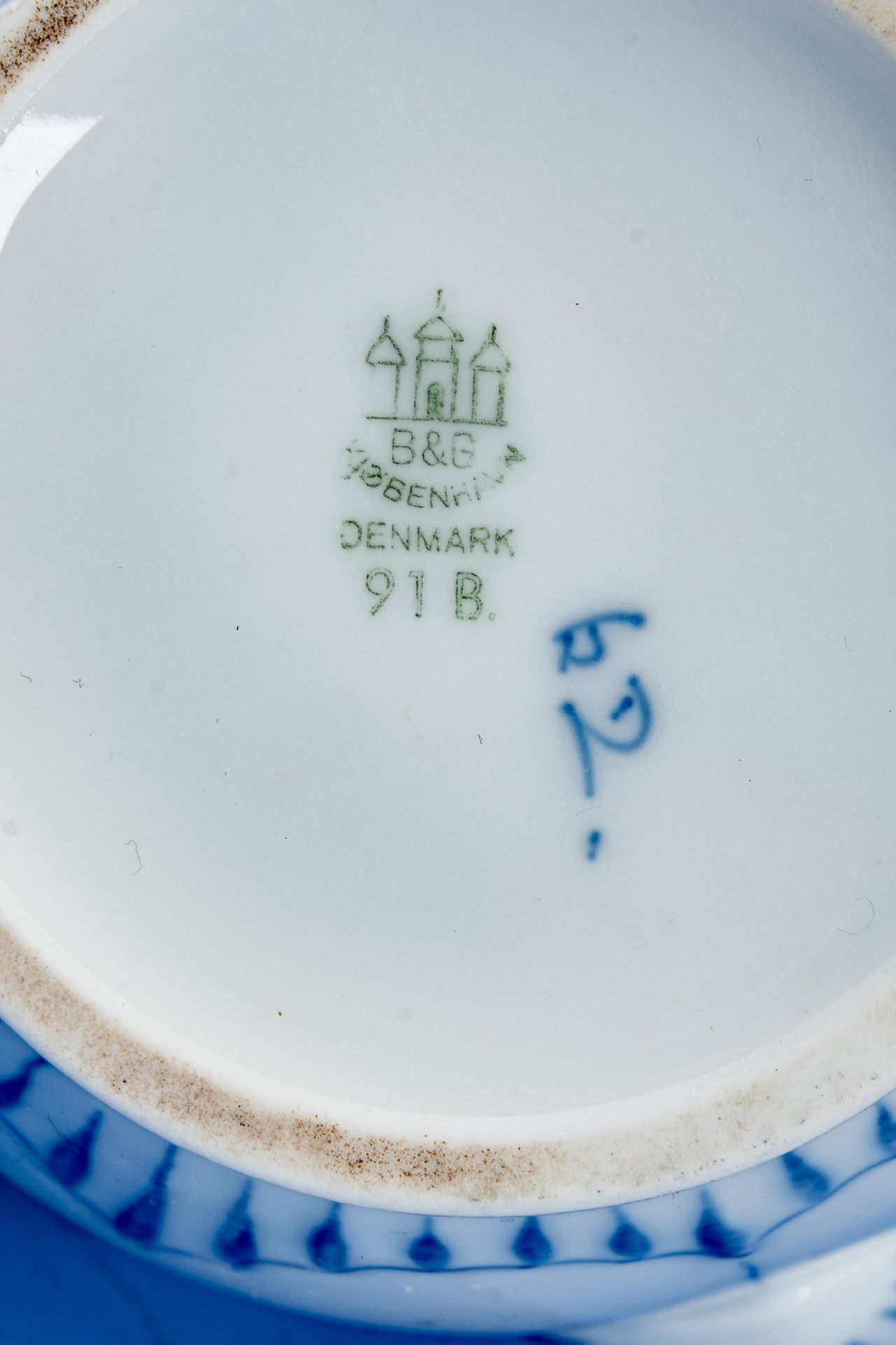 Kaffeekanne, Bing & Gröndahl "Mussel Malet". Schöner Erhalt. Deckel mit "Seepferdchen"-Bekrönung, f - Bild 9 aus 9