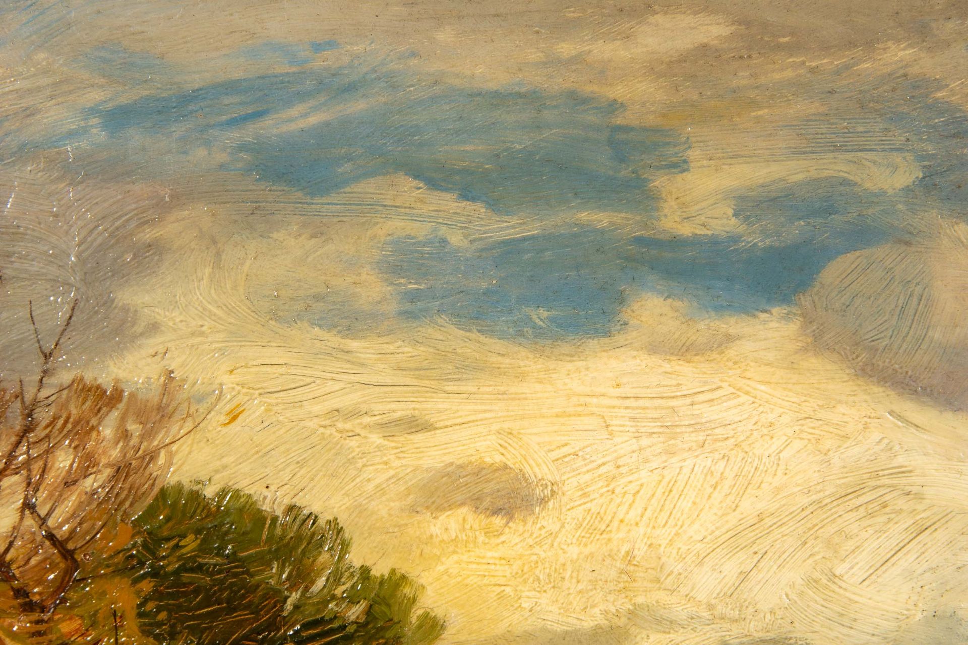 "Stürmischer Herbsttag", kleinformatiges Gemälde, Öl auf Holztafel, ca. 16,5 x 25 cm, unten links s - Bild 8 aus 11