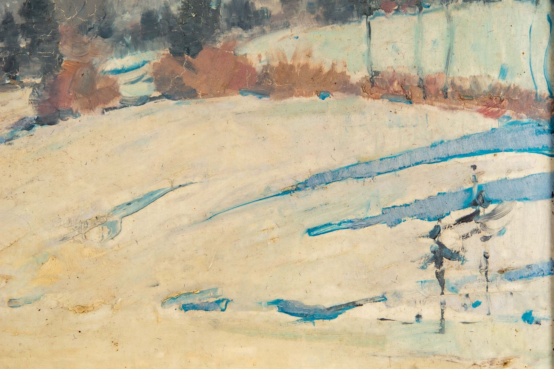 "Alpine Schneelandschaft", Öl auf Schichtholzplatte, unten links sign.: Jos. Uhl, 1932 datiert. Jos - Image 5 of 10