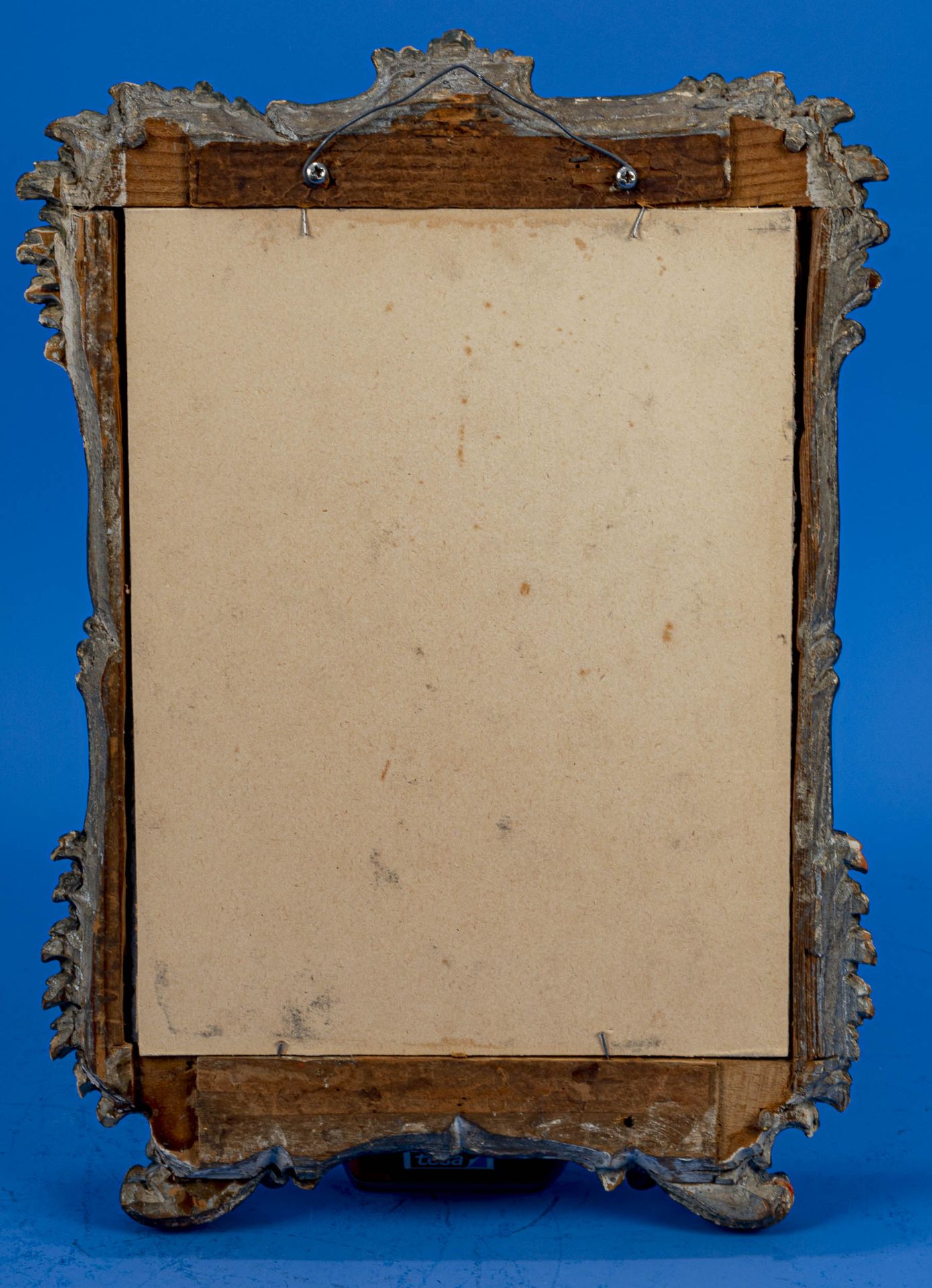Antiker Tischspiegel/ Schminkspiegelrahmen, Barock, 18. Jhdt., süddeutsch; massiver, geschnitzter N - Bild 2 aus 4