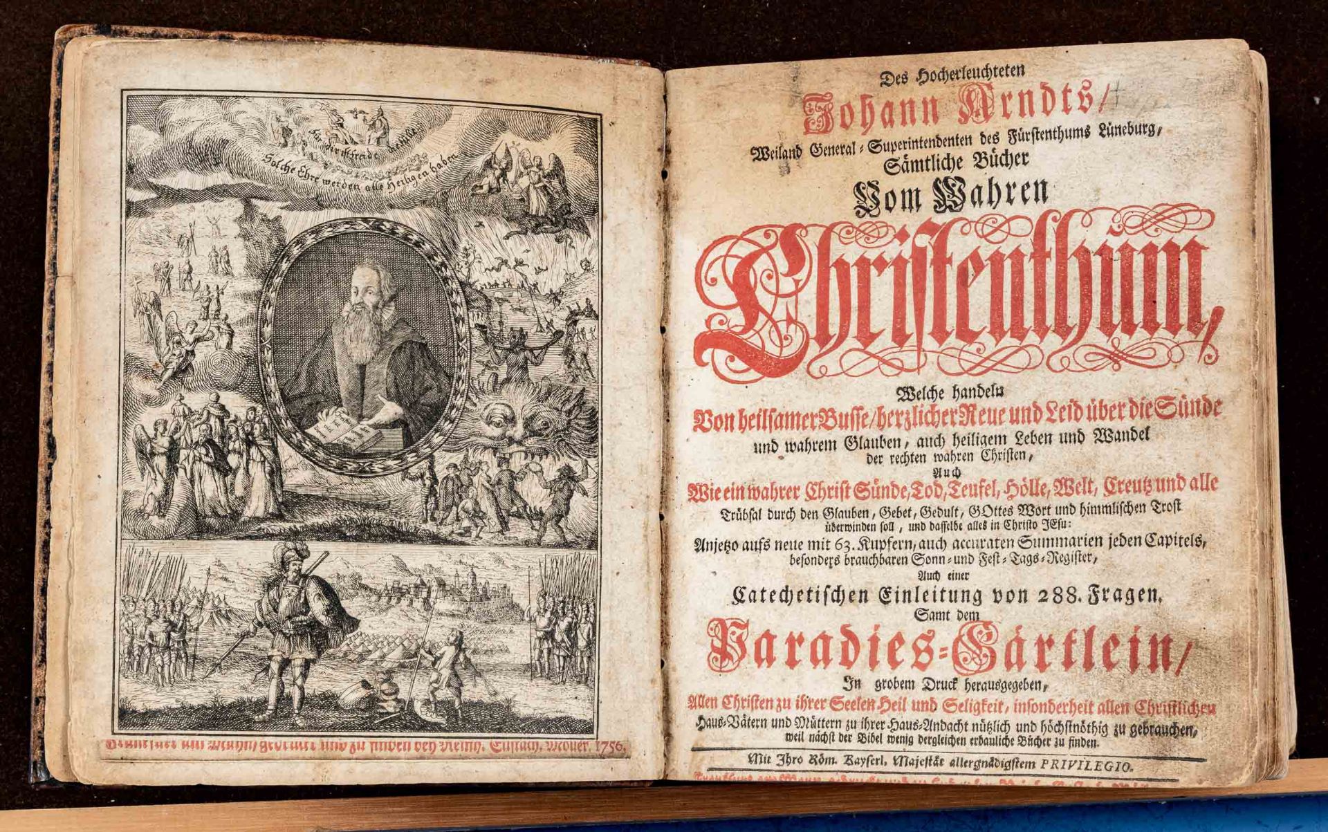 "Johann Arndts... Sämtliche Bücher vom wahren Christenthum" mit diversen Kupfertafeln, Mitte 18. Jh