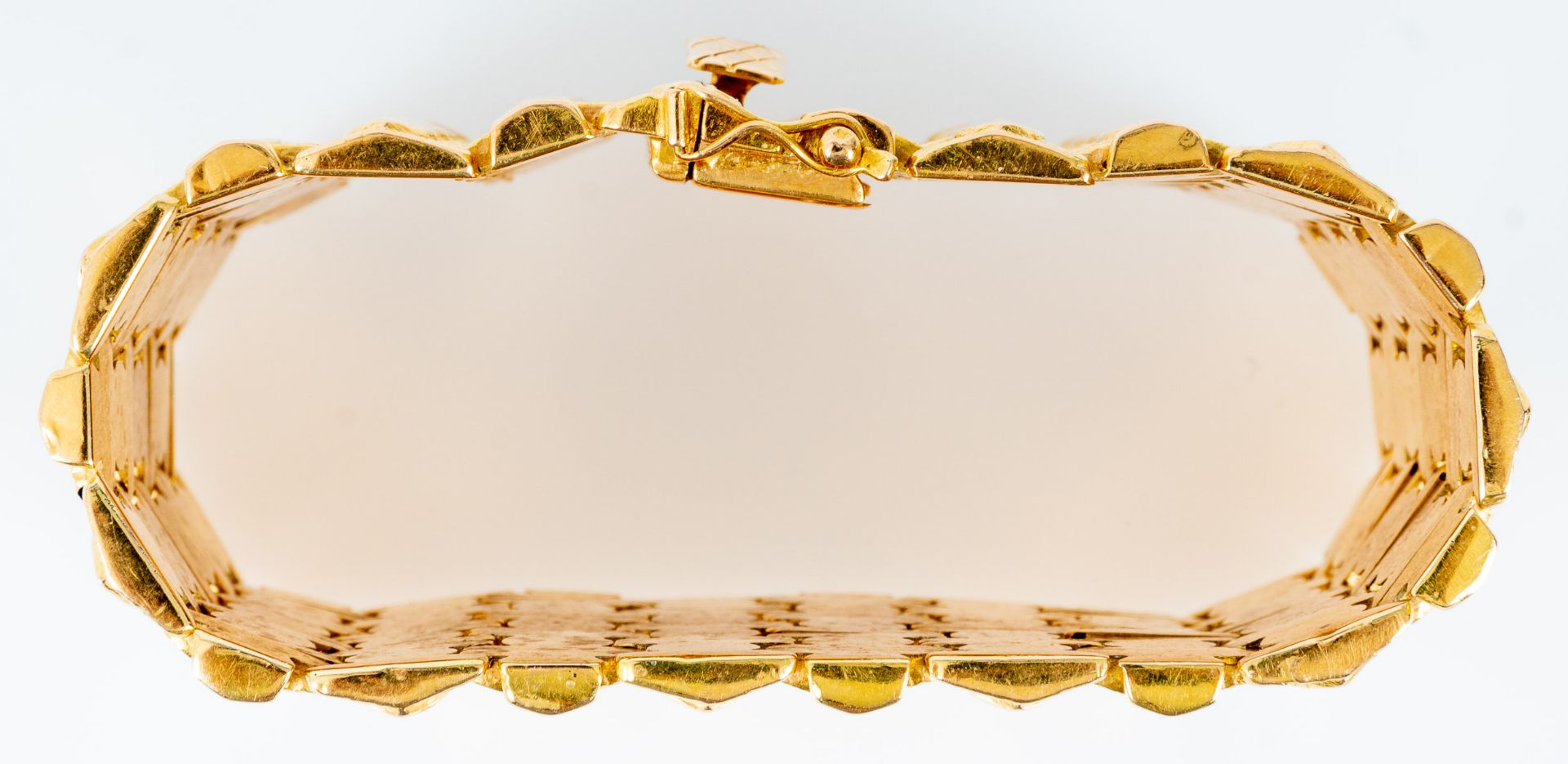 Breites Armband, sogen. "Teppich" - Armband aus 750er Gelbgold, gestempelt: "262 VI IALE 750"; ca.  - Bild 4 aus 11