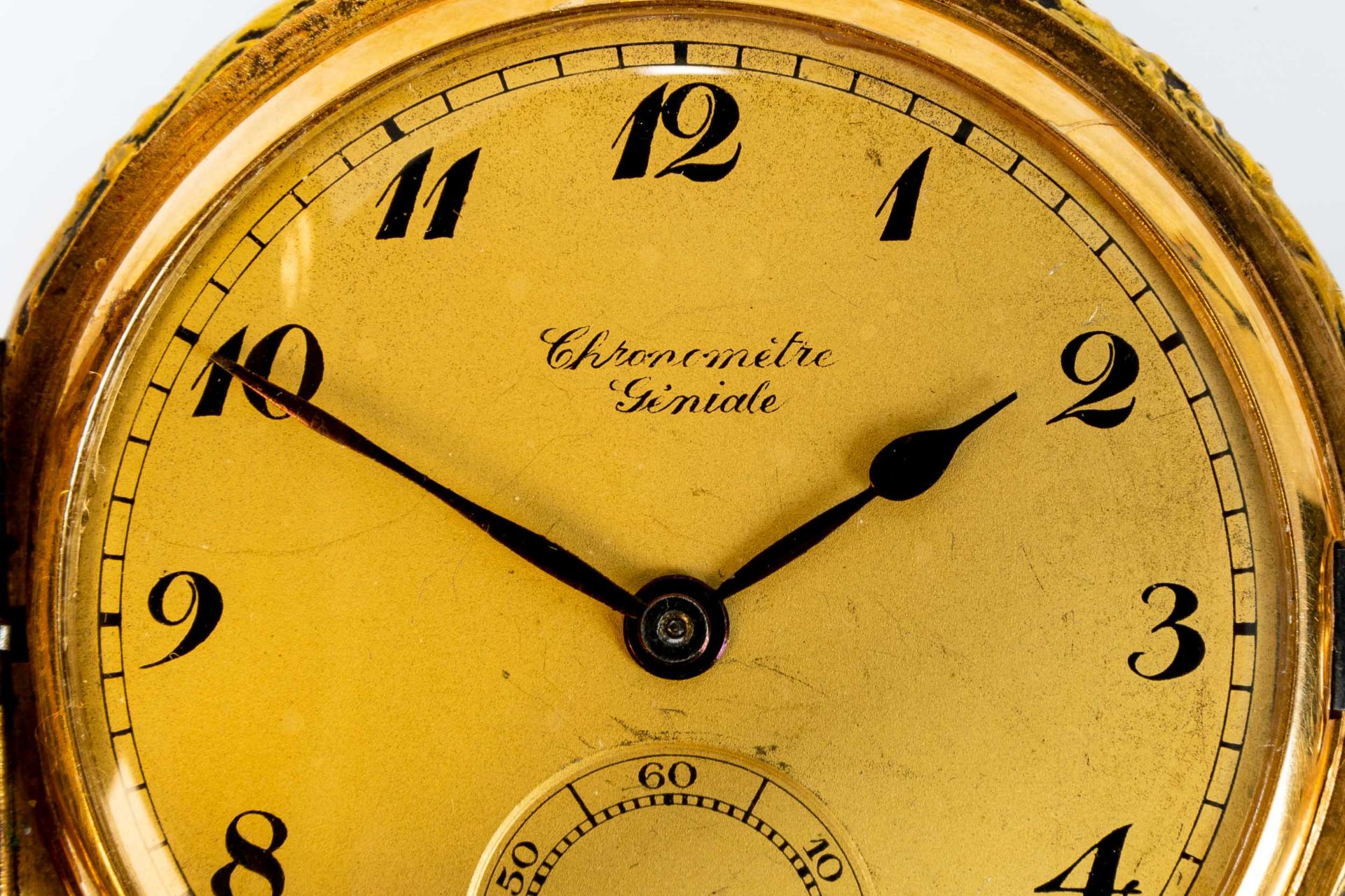"Chronometre Geniale", goldene Herren - Sprungdeckeltaschenuhr; Ziffernblatt mit arabischen Zahlen, - Bild 3 aus 9