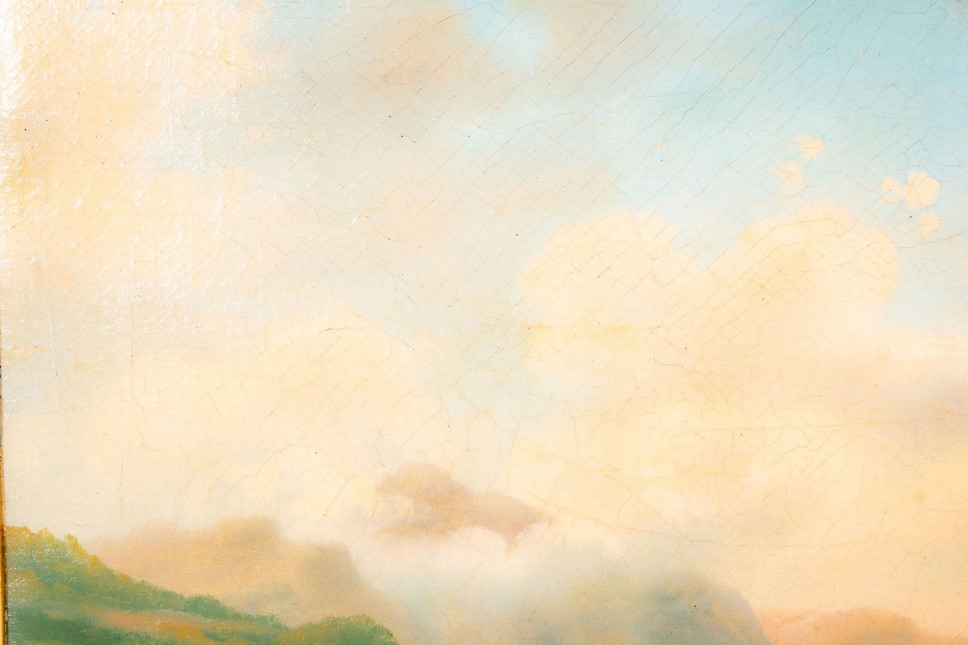 "Spätromantische Voralpenlandschaft", 19. Jhdt., Gemälde Öl auf Leinwand, ca. 67 x 91 cm. Unsignier - Bild 9 aus 11