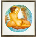 "Venus in der Muschel", multiple Farblithographie des Wolfgang Fratscher ( 1944 Rendsburg - 2009 Bu