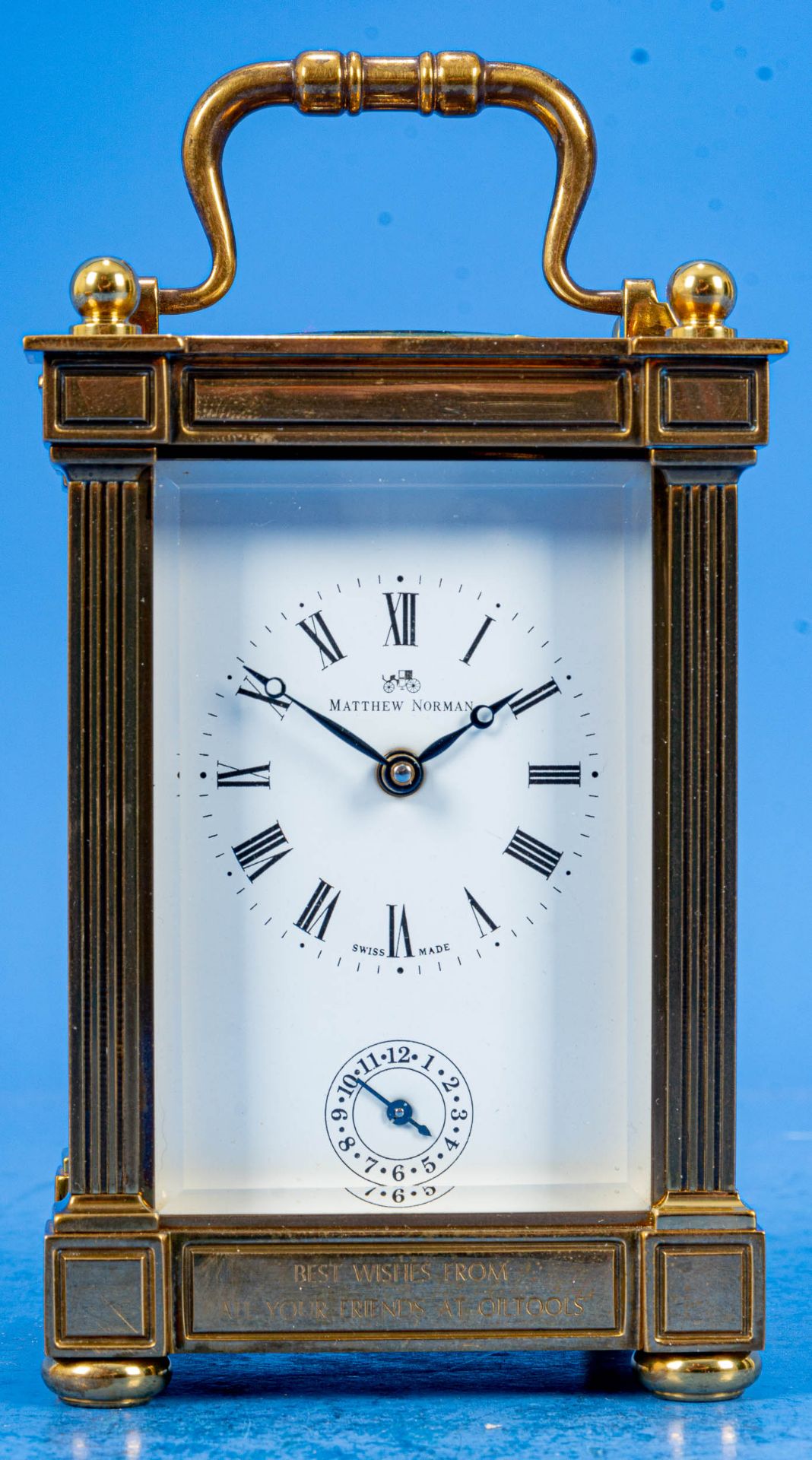 Ältere "MATTHEW NORMAN" Reiseuhr, sog. CARRIAGE CLOCK, rundum verglastes, schweres Messinggehäuse, - Image 3 of 12