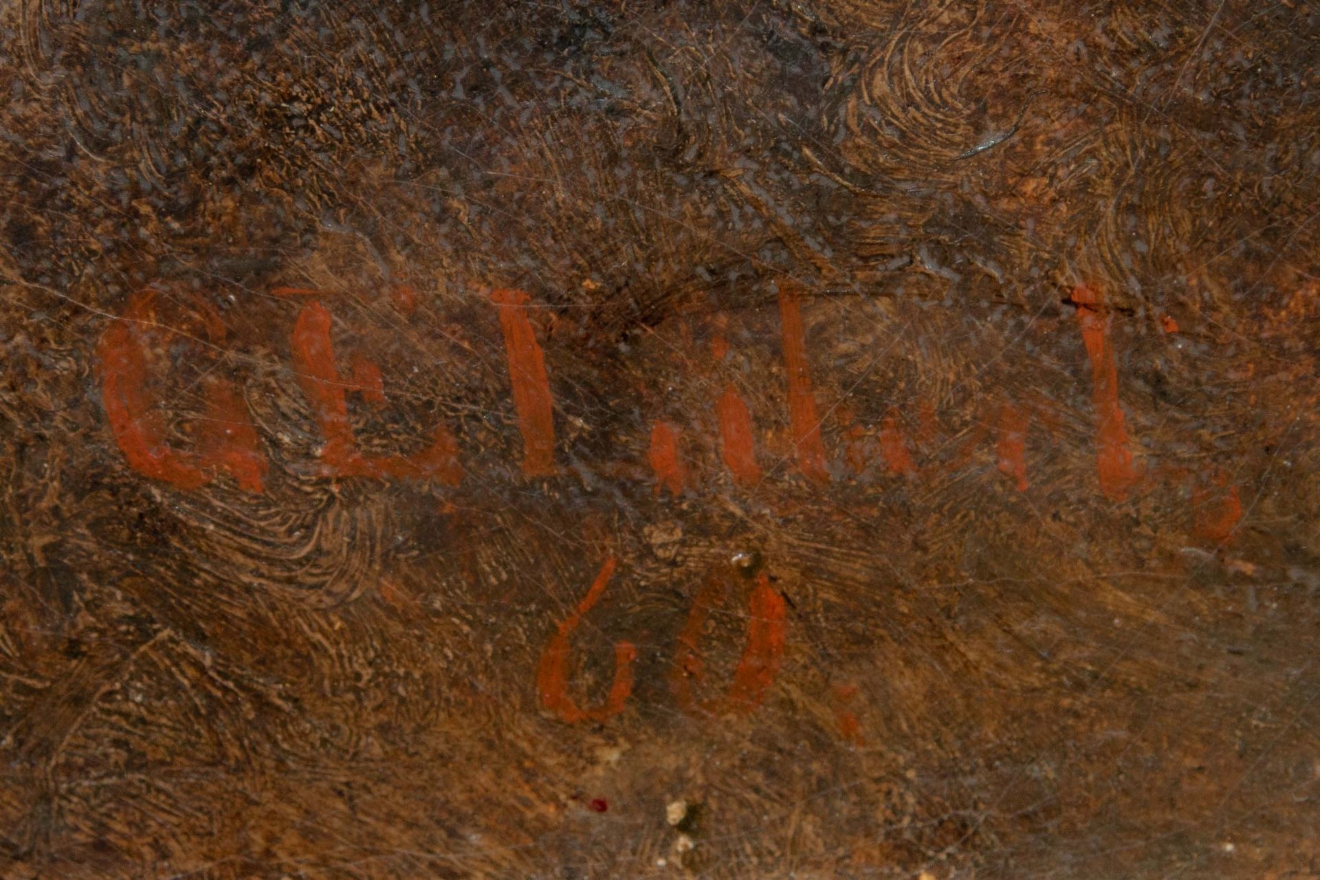 "Burgruine in alpiner Gebirgslandschaft", spätromantisches Gemälde, Öl auf Leinwand, ca. 71 x 100 c - Image 12 of 14