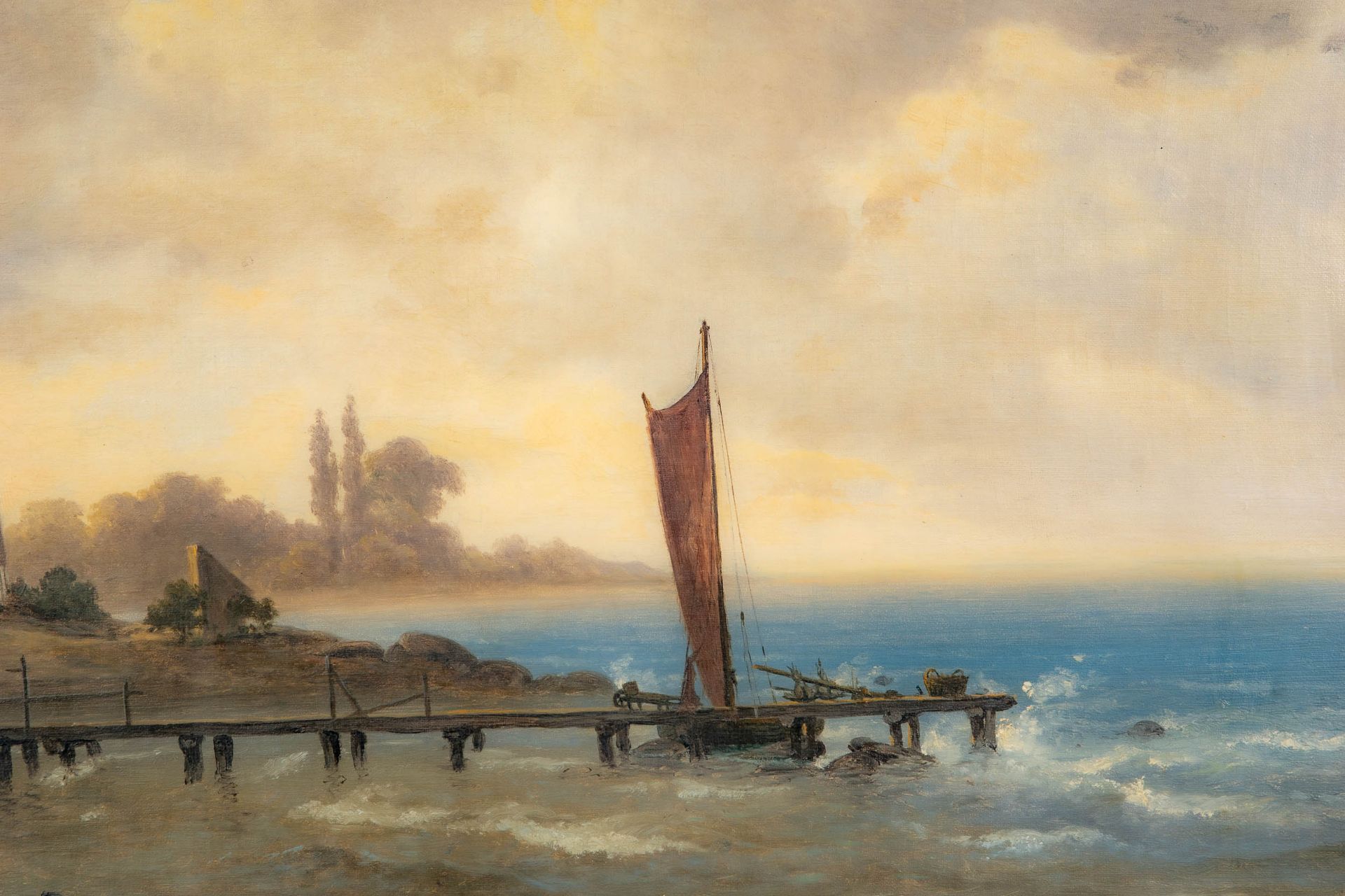 "Morgenstund ved Öresund", großes Gemälde des Axel Schovelin= Axel Thorsen Schovelin ( Kopenhagen 1 - Bild 5 aus 11