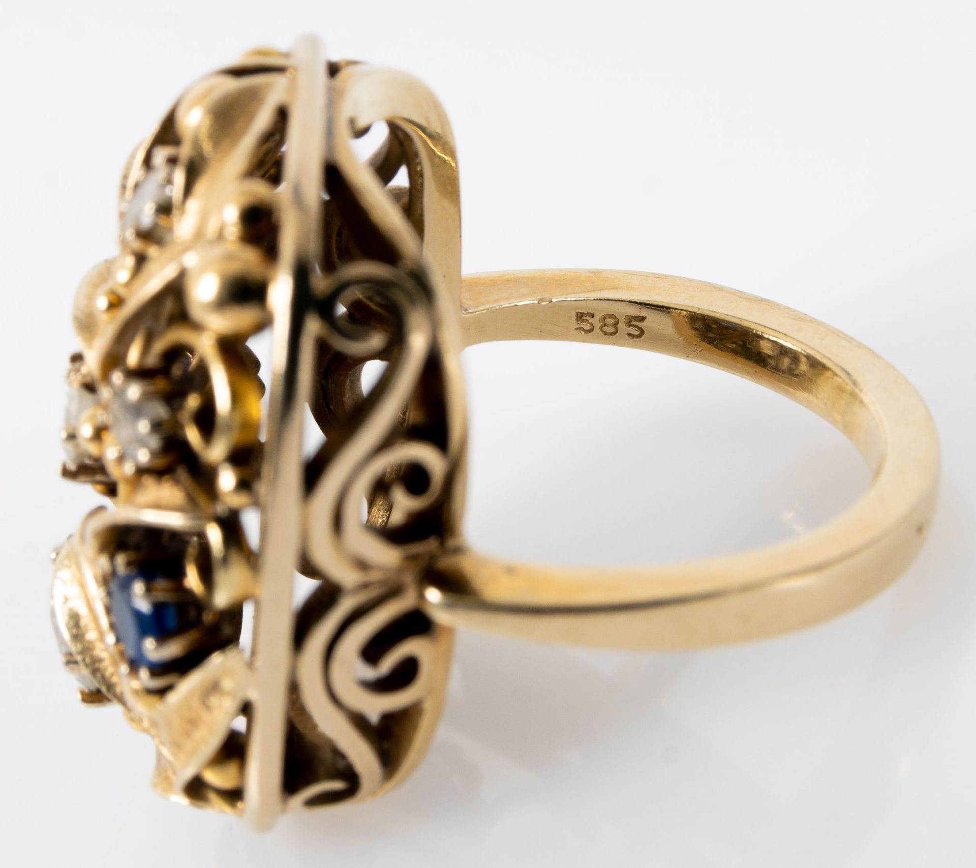 Prachtvoller Damenring in 585er Gelbgold, sogen. "Blütennest" - Ring, rechteckig, mit üppigem, flor - Bild 7 aus 7