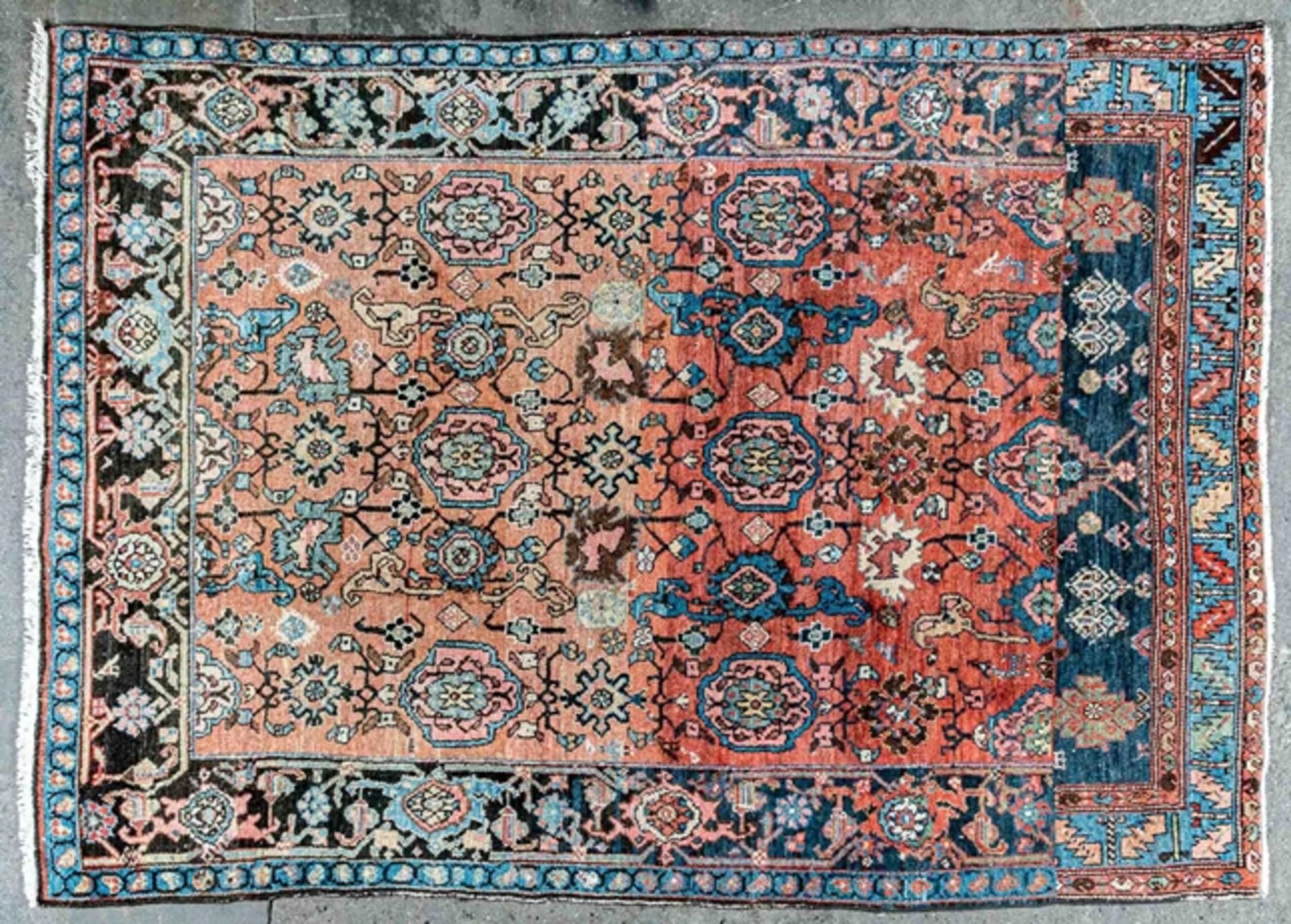 Größere alte oder antike Teppichbrücke, Iran der wohl 1930/ 40er Jahre, ca. 150 x 204 cm; von stili