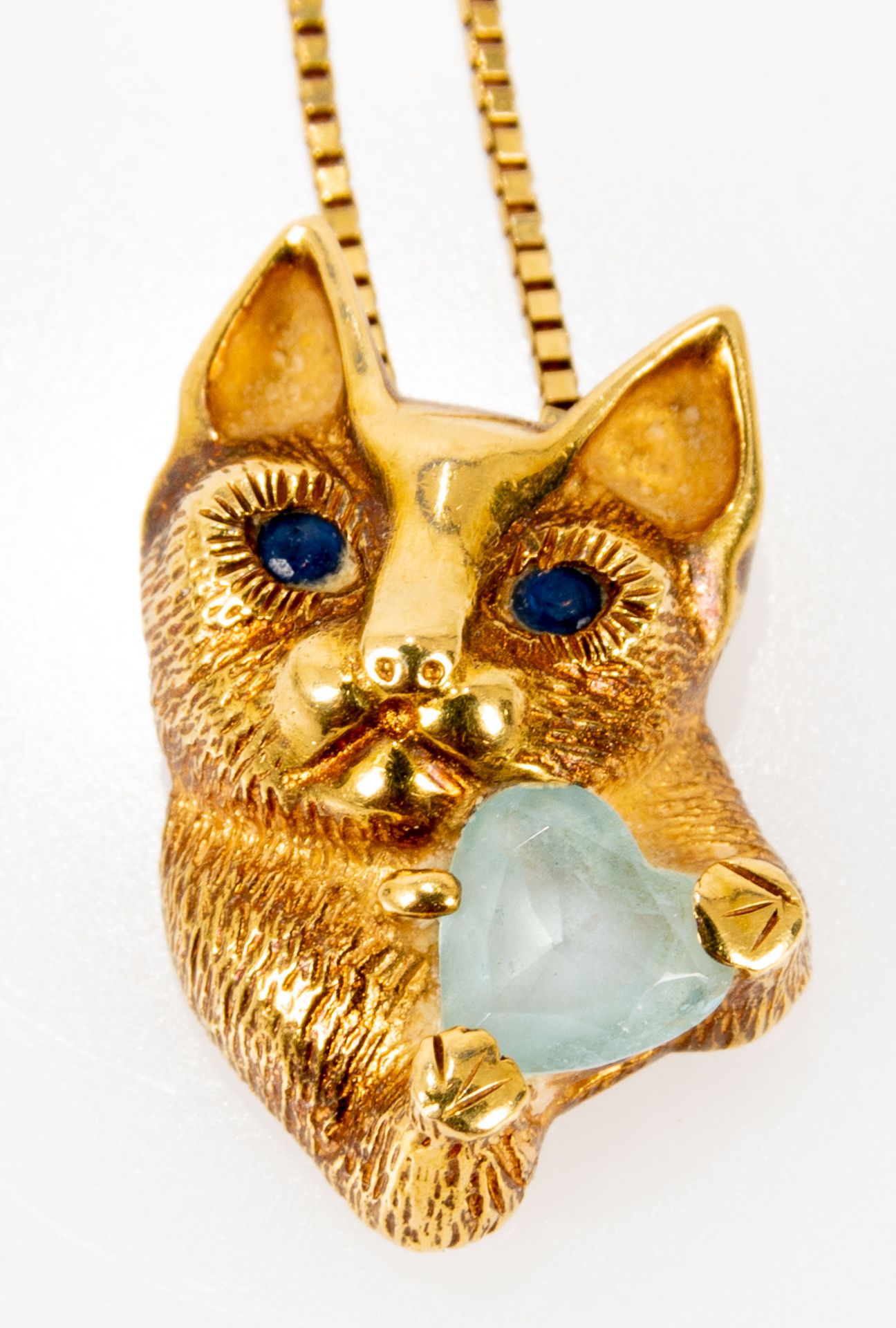 Zarte, zeitlos elegante 750er/ 18 kt. Gelbgold - Halskette mit "Katzen" - Anhänger, die ca. 16 mm h