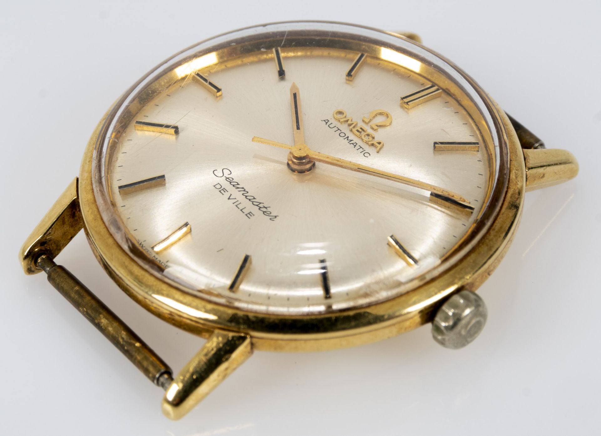 "OMEGA SEAMASTER DEVILLE AUTOMATIC", Herrenarmbanduhr, 18 kt. Gelbgoldgehäuse, Werk läuft an, Ziffe - Bild 3 aus 9