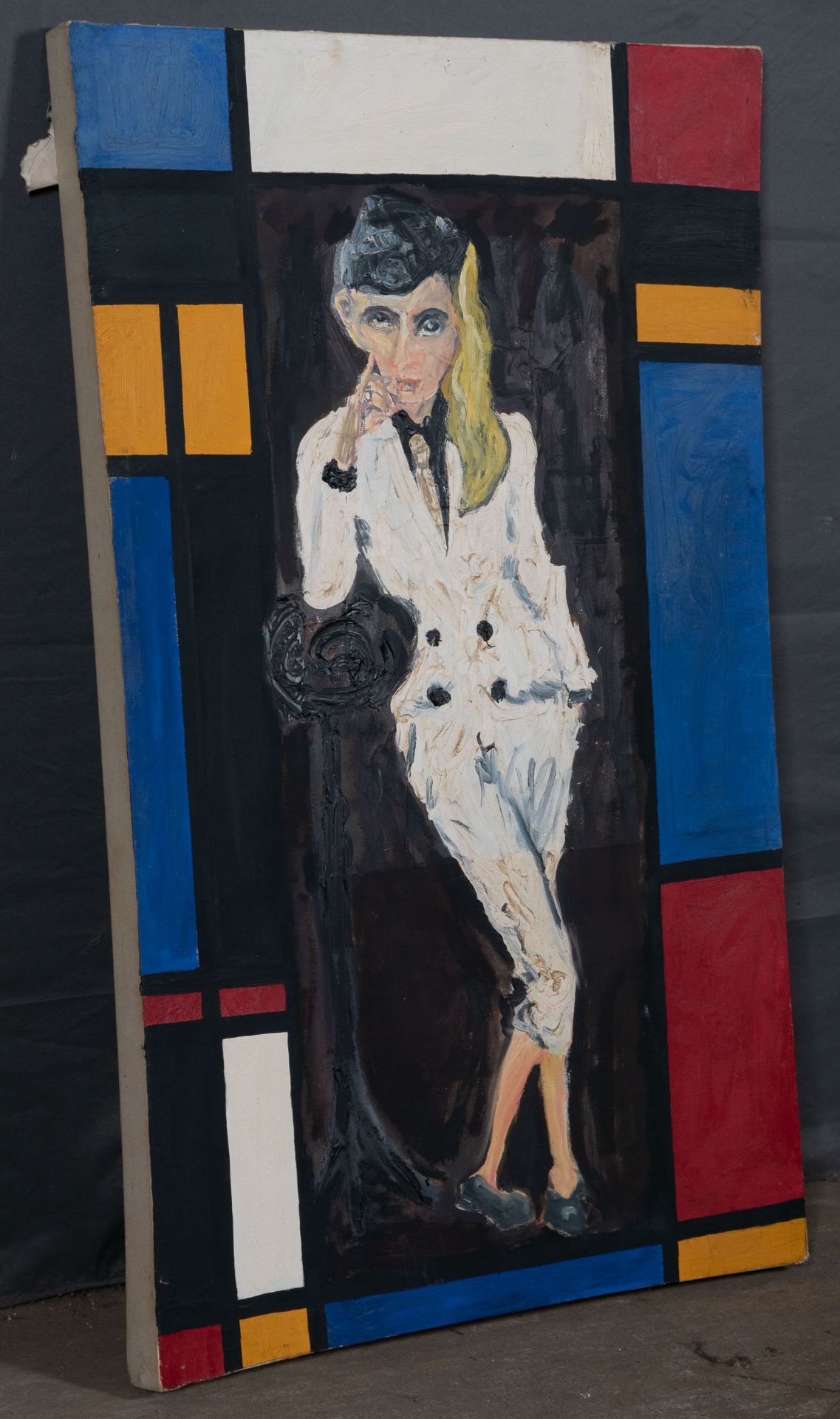 "Blondine im weißen Kostüm", Gemälde Öl auf Leinwand, ca. 122 x 75 cm, rückseitig vom Künstler hand - Image 8 of 12