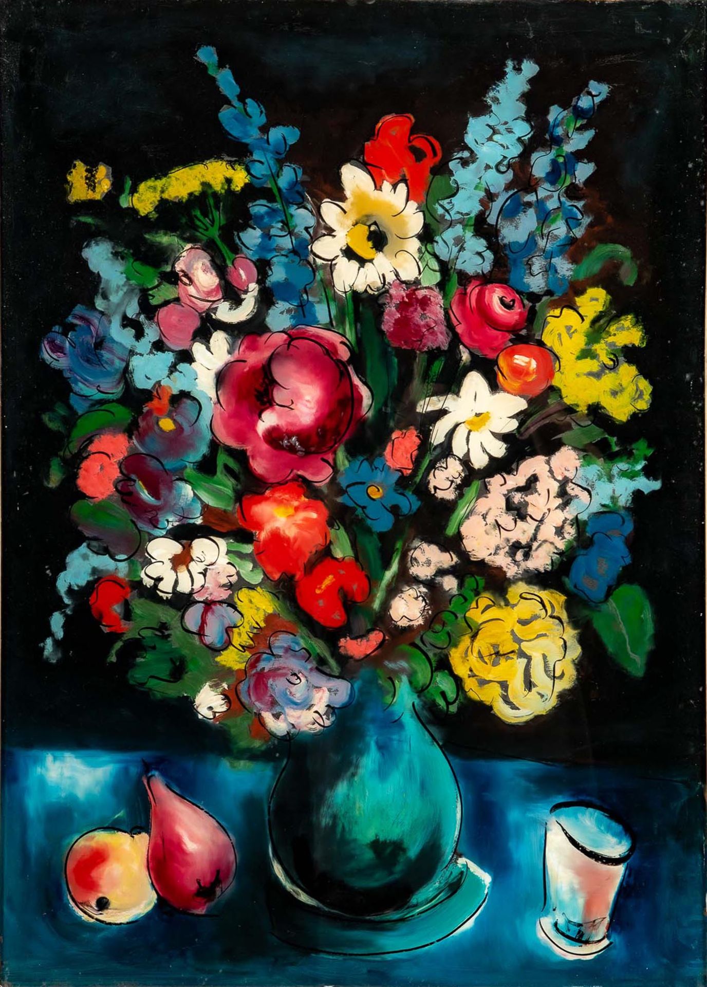 "Stilleben in Vase", Hinterglasmalerei, 20. Jhdt., unsignierte, gerahmte Arbeit. Lichtes Bildmaß ca - Bild 2 aus 8