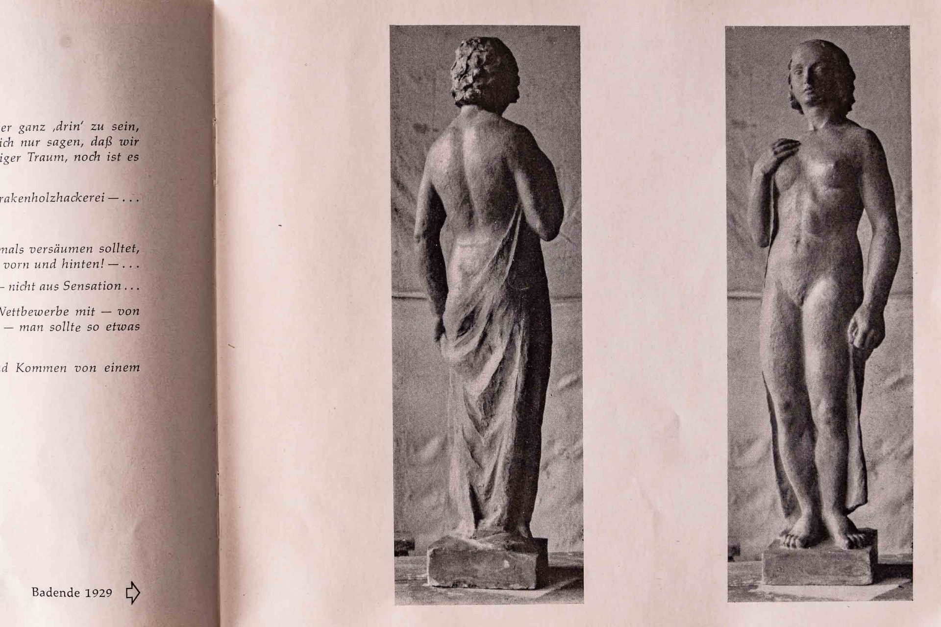 HEINRICH SCHLOTTER: "Die Badende" - Stukko, Standfigur von 1926. Nackte, stehende junge Frau, ihre  - Bild 19 aus 19