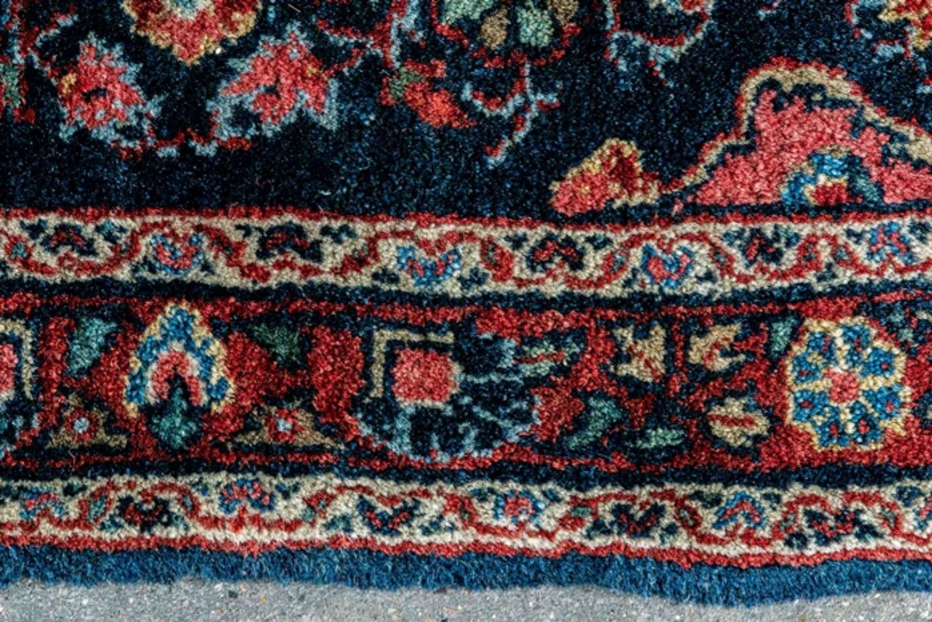 Antike Sarough - Poshti Teppichbrücke, ca. 54 x 85 cm, warme, kräftige Farben, seidiger Glanz, indi - Bild 4 aus 6