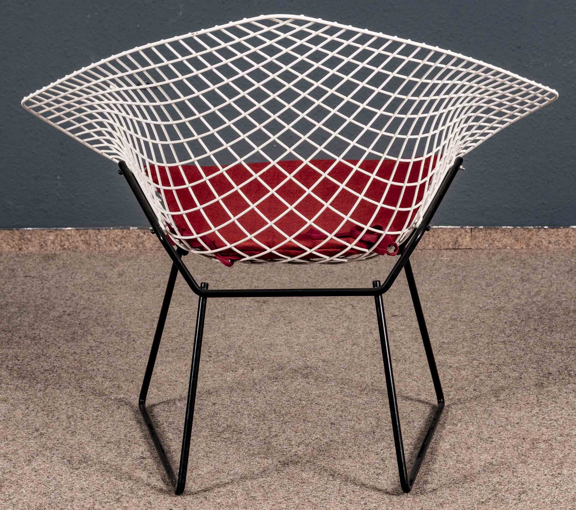 "DIAMOND" - Sessel, Entwurf Harry BERTOIA ( 1915 - 1978), Ausführung Knoll International. Weiß besc - Bild 6 aus 7
