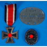 3 tlg. Militaria - Konvolut, die Zeit 1933-45 betreffend; bestehend aus: Verwundetenabzeichen in Sc