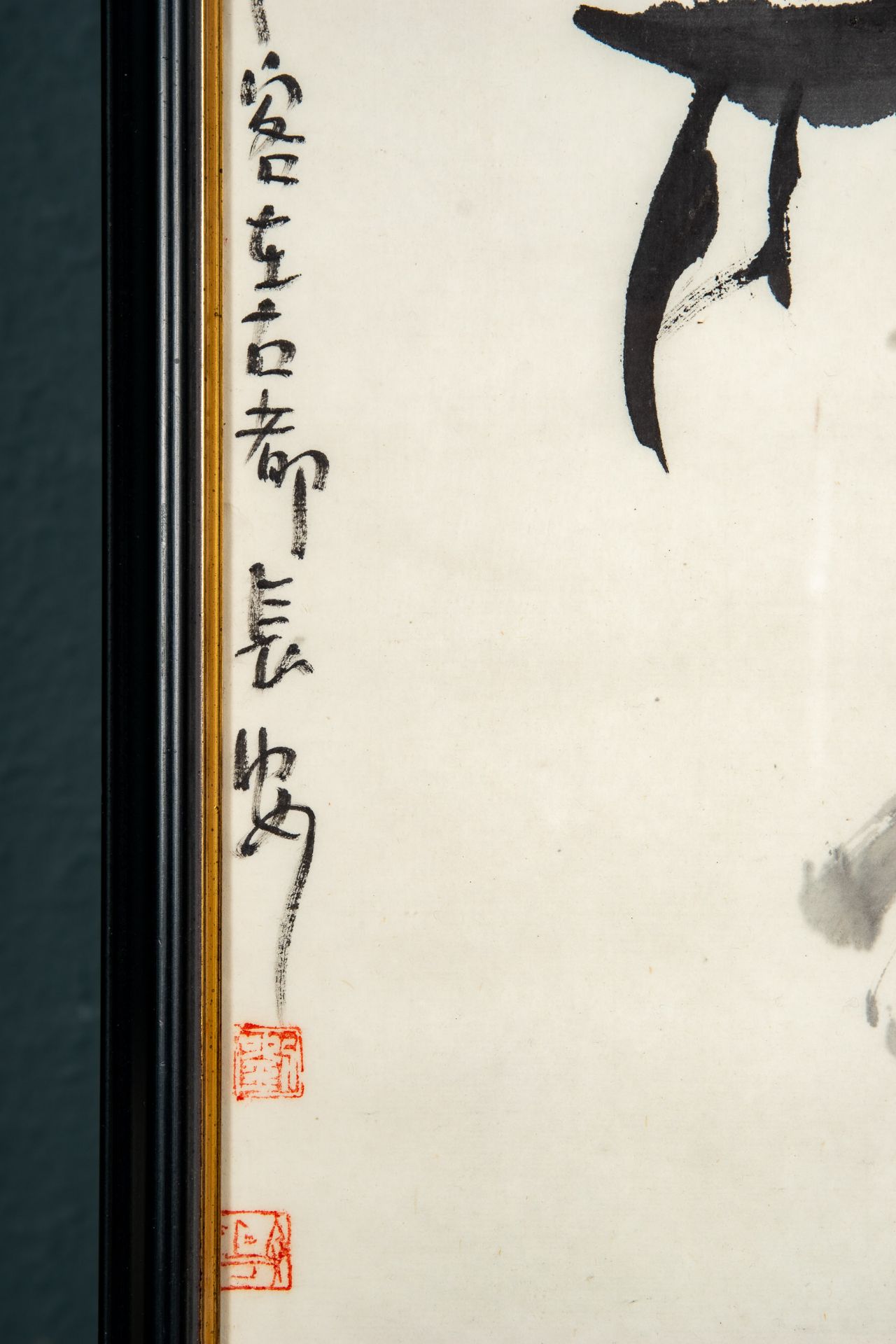 "Der Kalligraph", ostasiatische Tuschmalerei auf Papier, wohl China Ende 20. Jhdt., am linken Bildr - Bild 9 aus 9