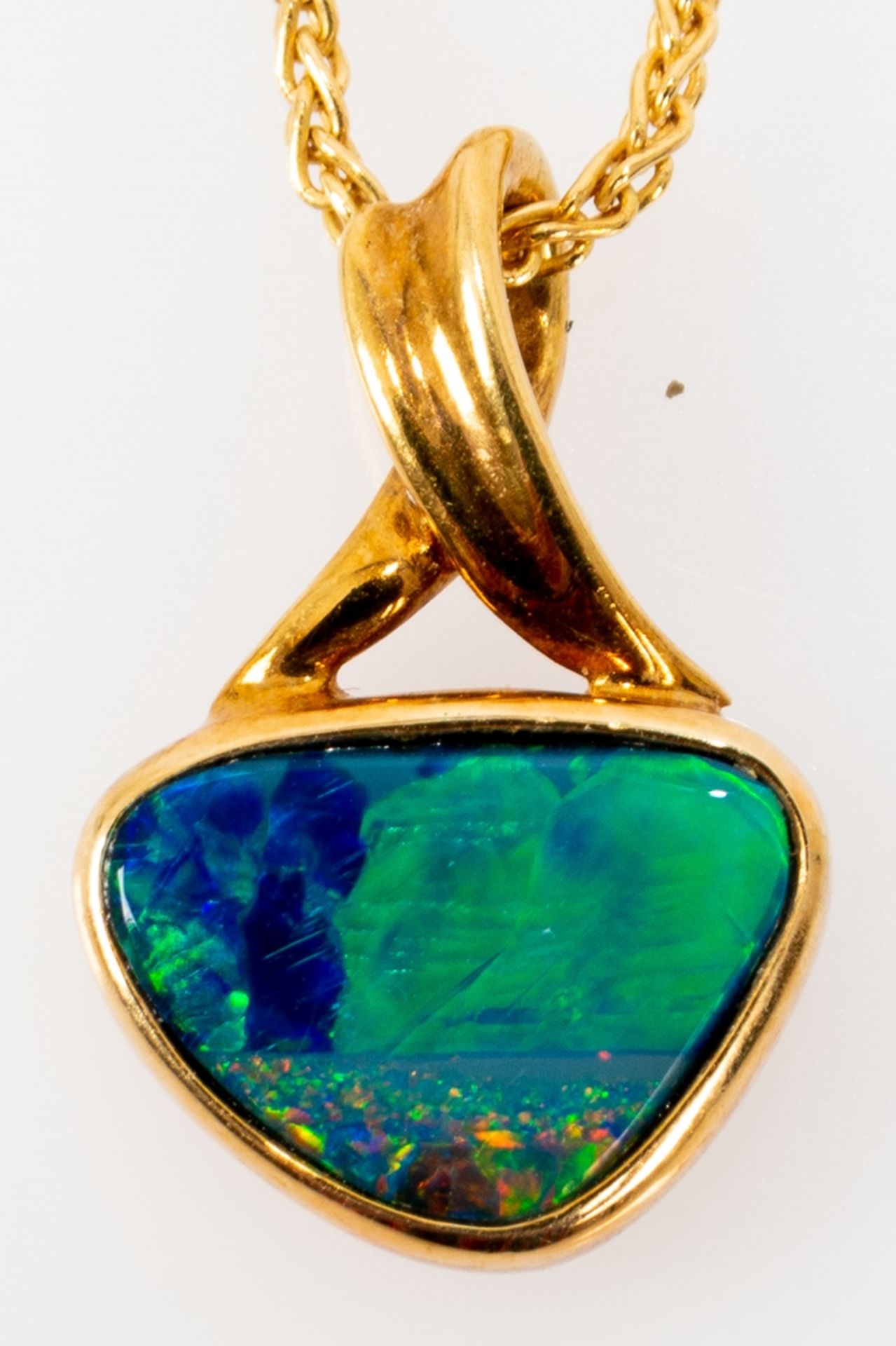 Zarte 18 kt. Gelbgold- Halskette mit Sicherheitsverschluss & Kettenanhänger ( Länge ca. 18mm) mit e