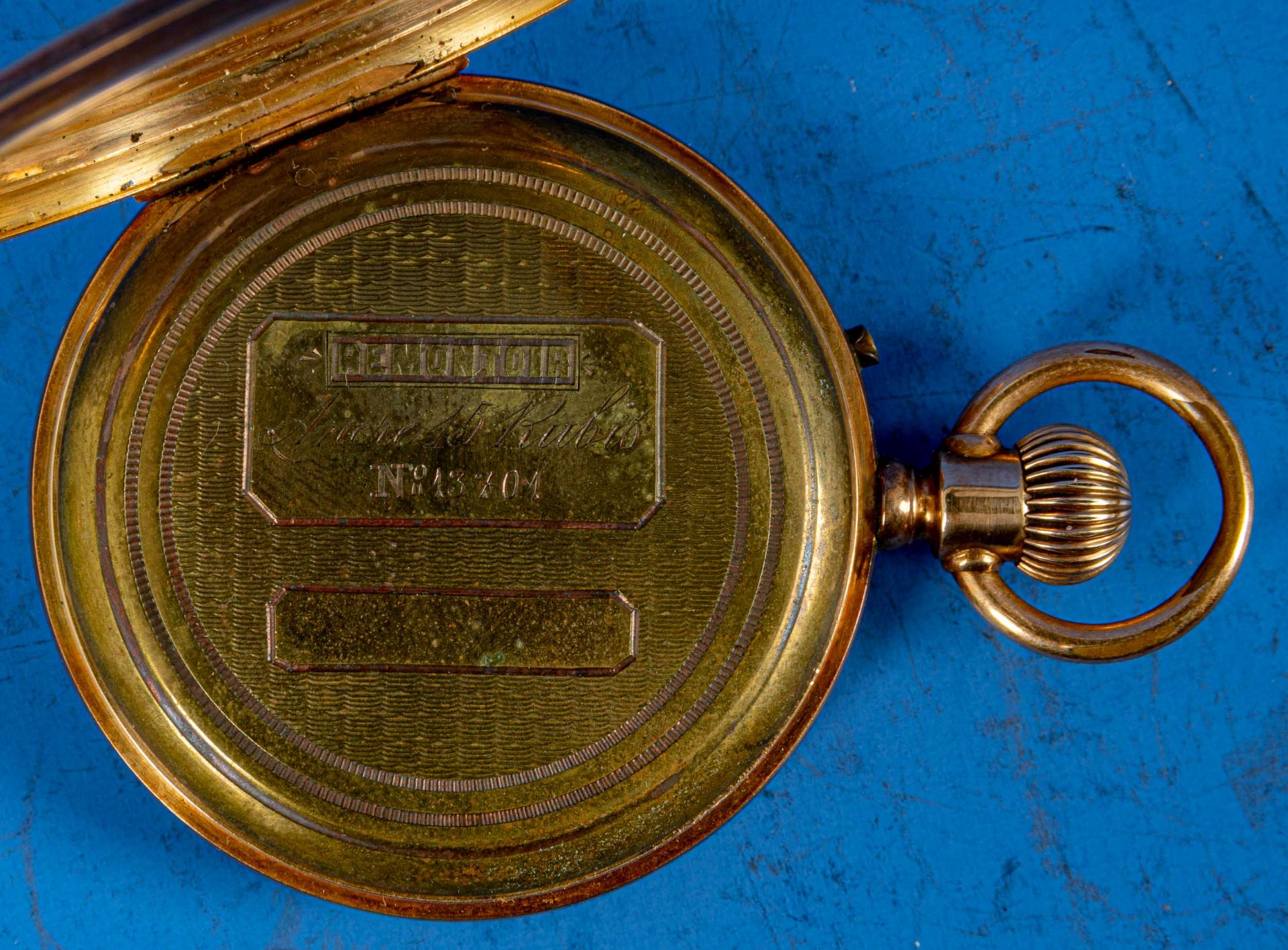 Antike Sprungdeckeltaschenuhr um 1900, vergoldeter Staubdeckel, Glas defekt, Werk ungeprüft, Gehäus - Bild 8 aus 15