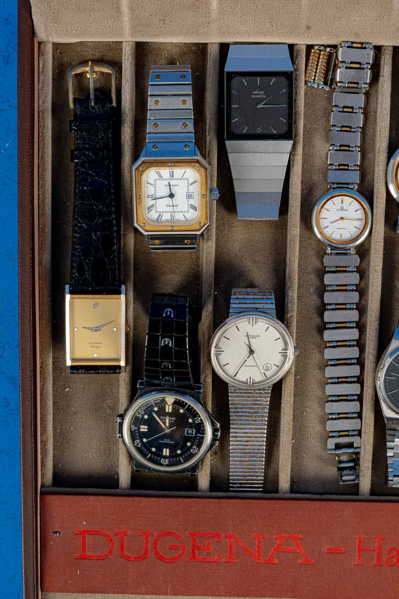 11tlg. Sammlung verschiedener DUGENA Damen- & Herrenarmbanduhren, überwiegend Quarzwerke, alle Uhre - Bild 2 aus 3