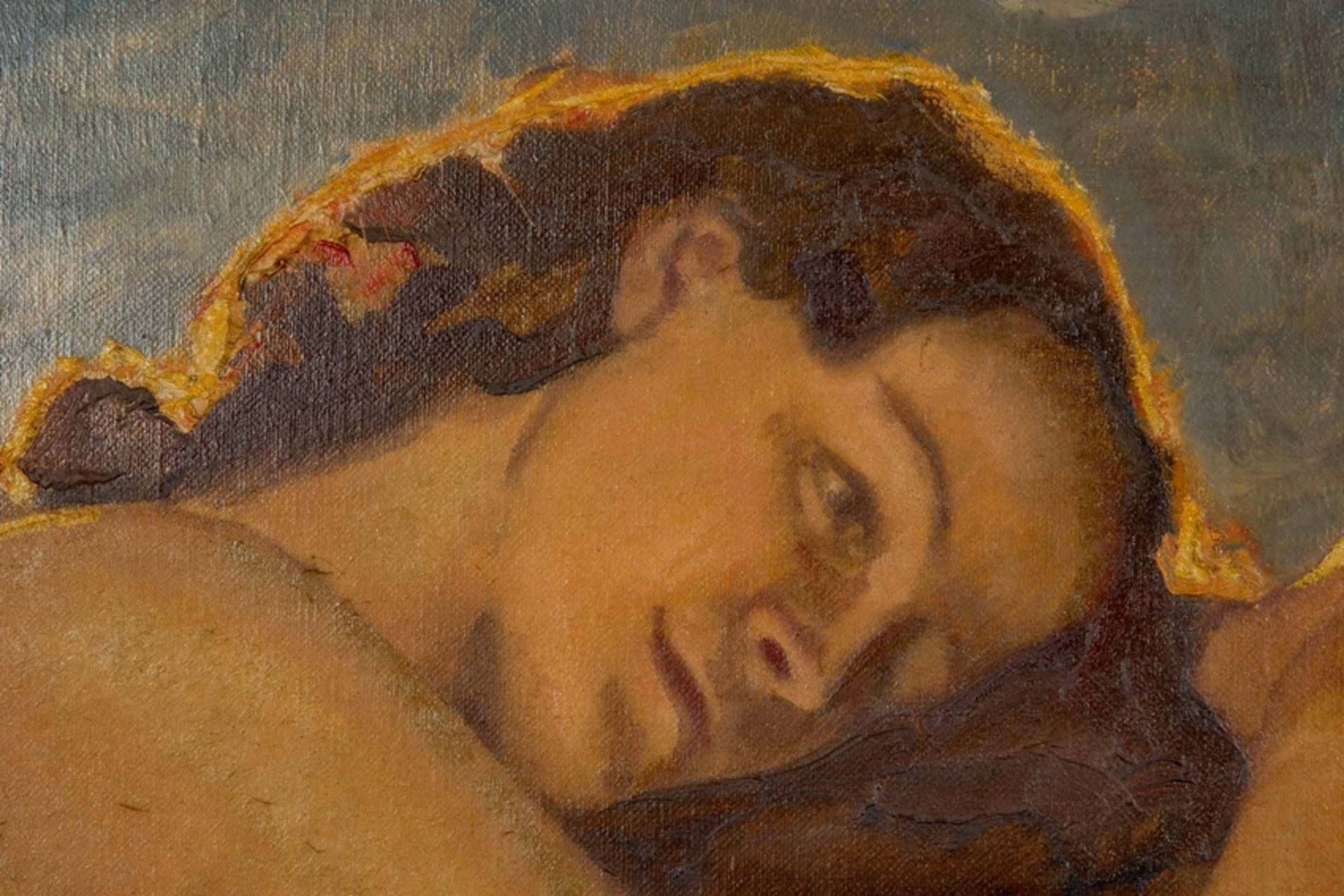 "Abendruhe" Gemälde der wohl 1920er/ 30er Jahre, Öl auf Leinwand, ca. 76 x 85 cm, unten rechts sign - Bild 11 aus 20