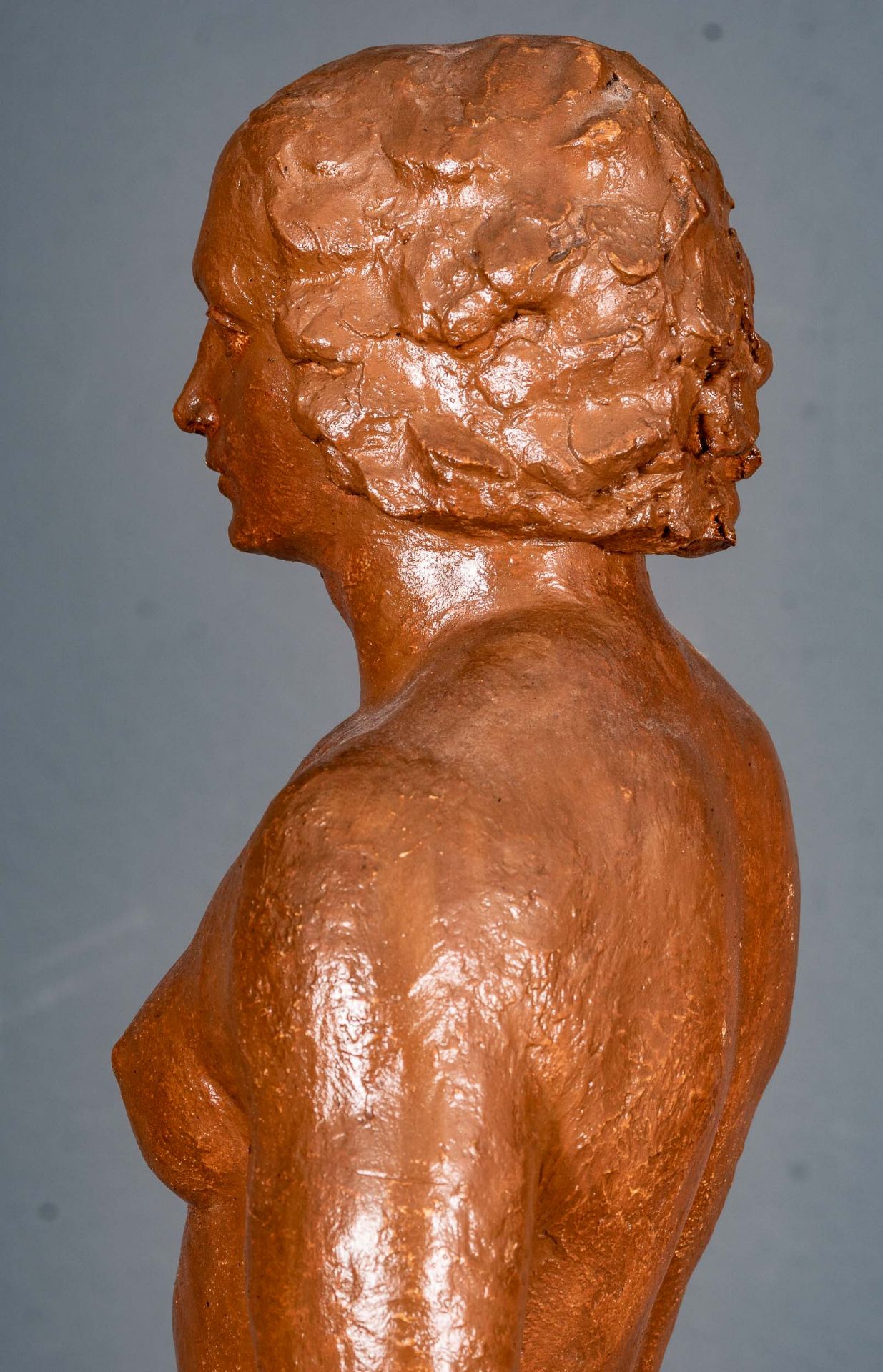 HEINRICH SCHLOTTER: "Die Badende" - Stukko, Standfigur von 1926. Nackte, stehende junge Frau, ihre  - Bild 16 aus 19