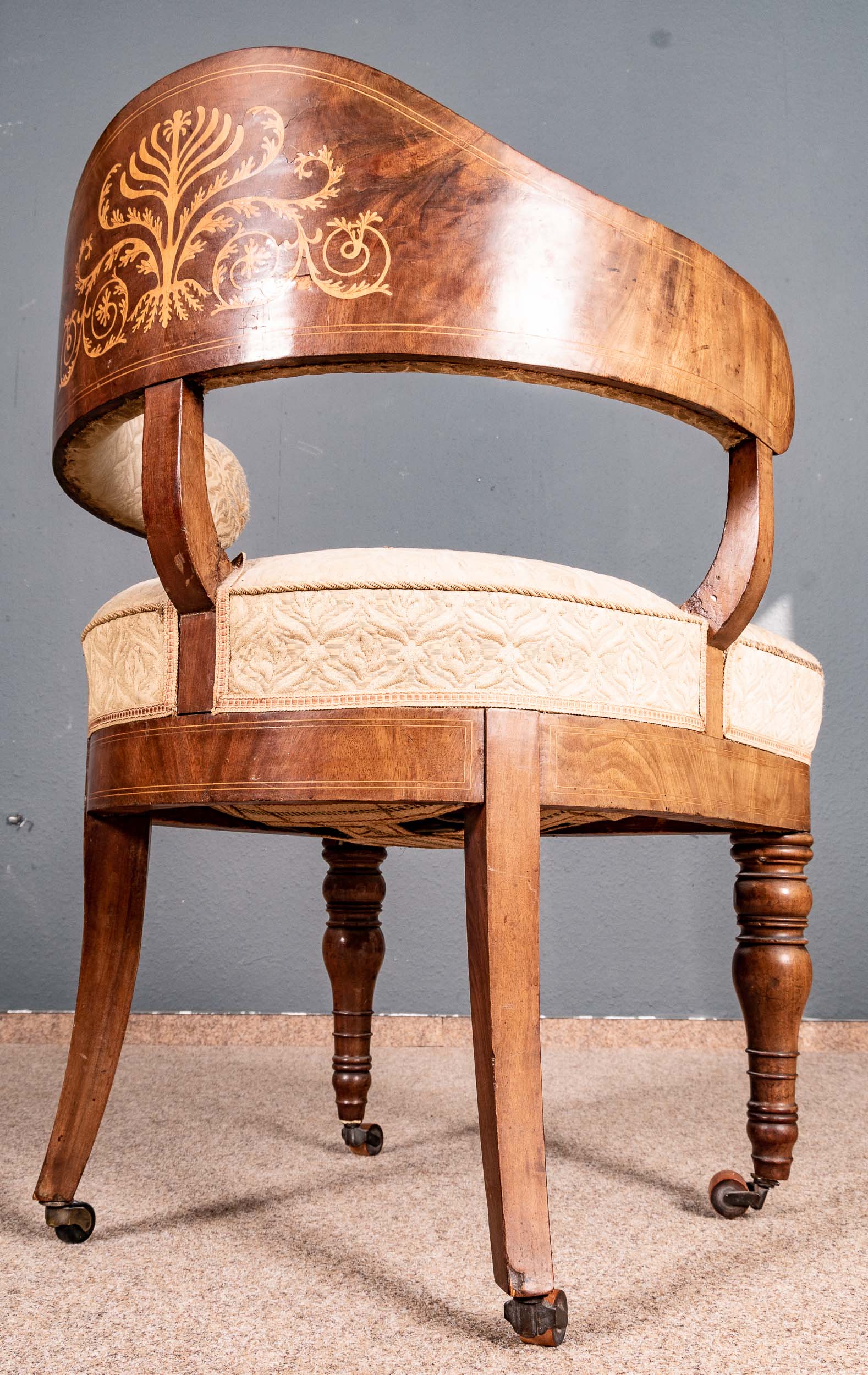 Außergewöhnlicher Schreibtischsessel/Armlehnstuhl mit hochdekorativem "Palmetten-Marketerie-Dekor". - Image 4 of 13