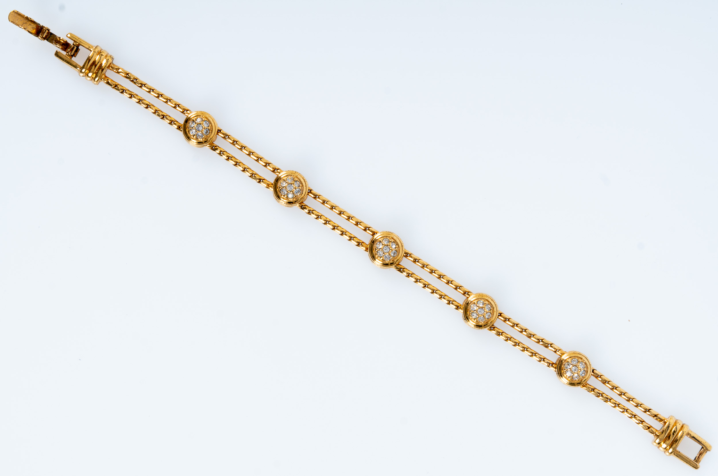 Edles "Swarovski" Armband mit Faltschließe, unedles, vergoldetes Schmuckstück/ Armkette; Länge ca. - Image 5 of 6
