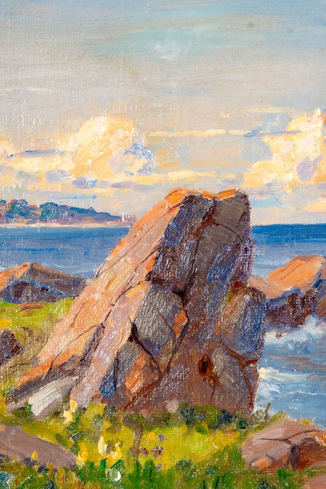 "Felsiger Küstenstreifen auf Bornholm", Gemälde Öl auf Leinwand, ca. 31 x 41 cm, unten rechts ( in  - Bild 4 aus 10