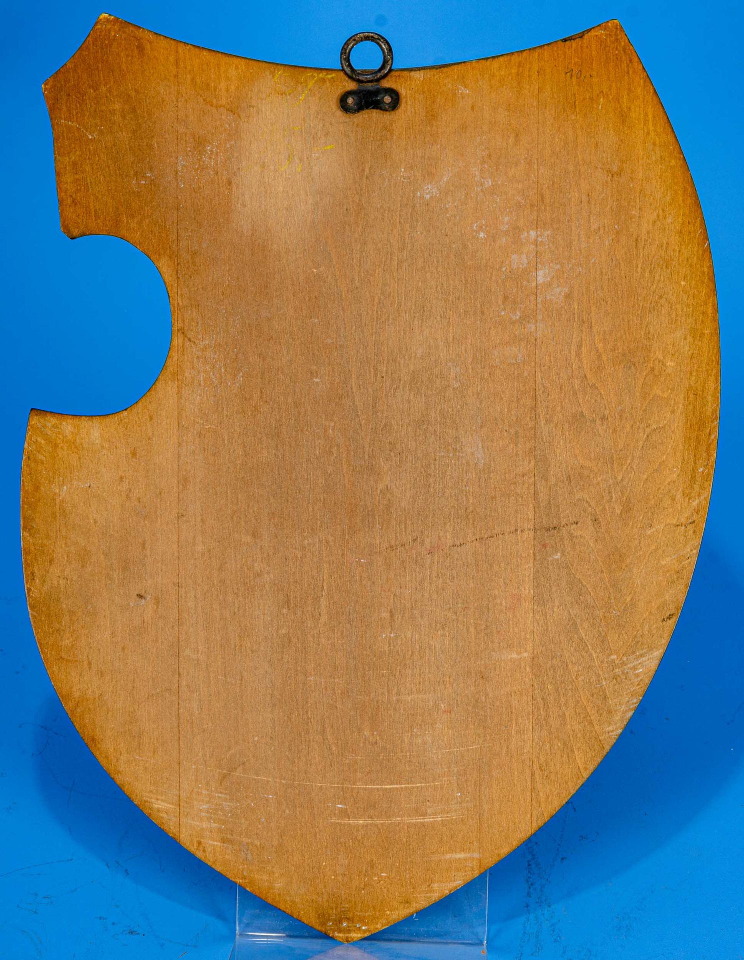 Schildförmige Malpalette mit unsigniertem Stilleben, handbemalt um 1900; Malfläche ca. 29 x 22 cm, - Image 3 of 3