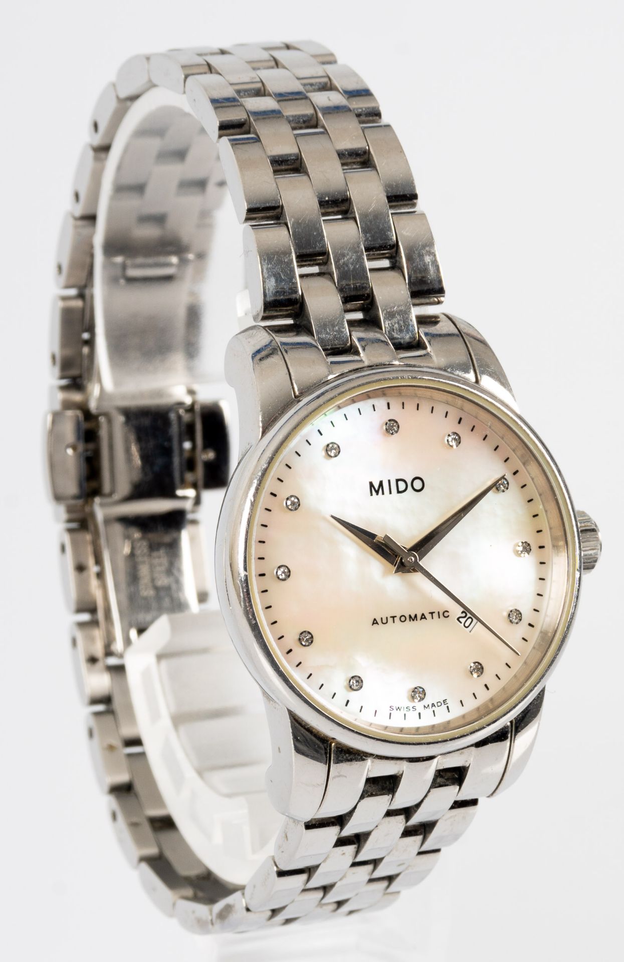 Schwere Schweizer Damenarmbanduhr "MIDO" mit Gliederarmband & Faltschließe aus Edelstahl. Automatik - Bild 4 aus 8