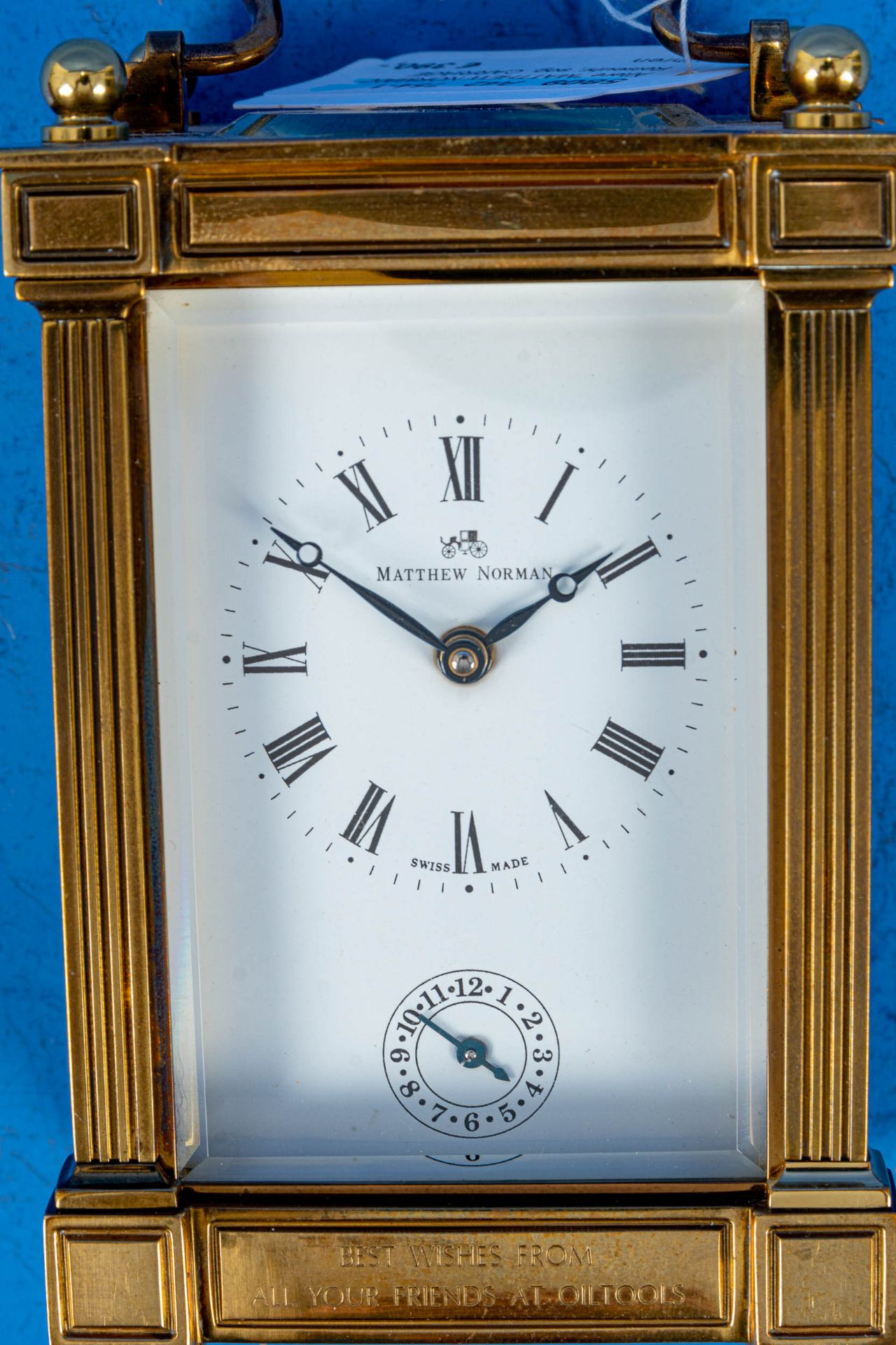 Ältere "MATTHEW NORMAN" Reiseuhr, sog. CARRIAGE CLOCK, rundum verglastes, schweres Messinggehäuse, - Image 4 of 12