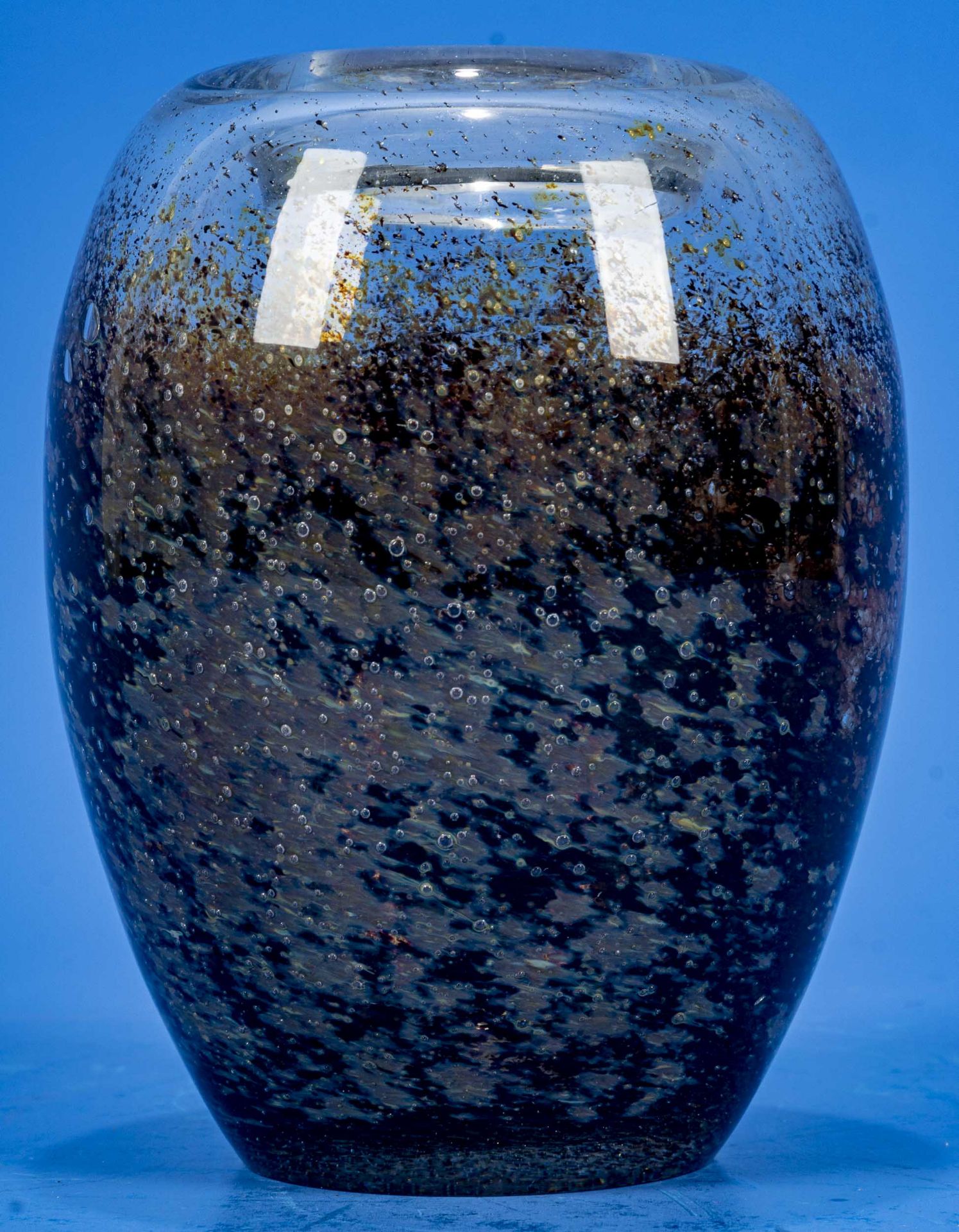 "DEXEL-EI", eiförmige Glasvase, WMF IKORA, braun-graue Einschlüsse, unzählige Luftblasen, dickwandi - Bild 2 aus 6