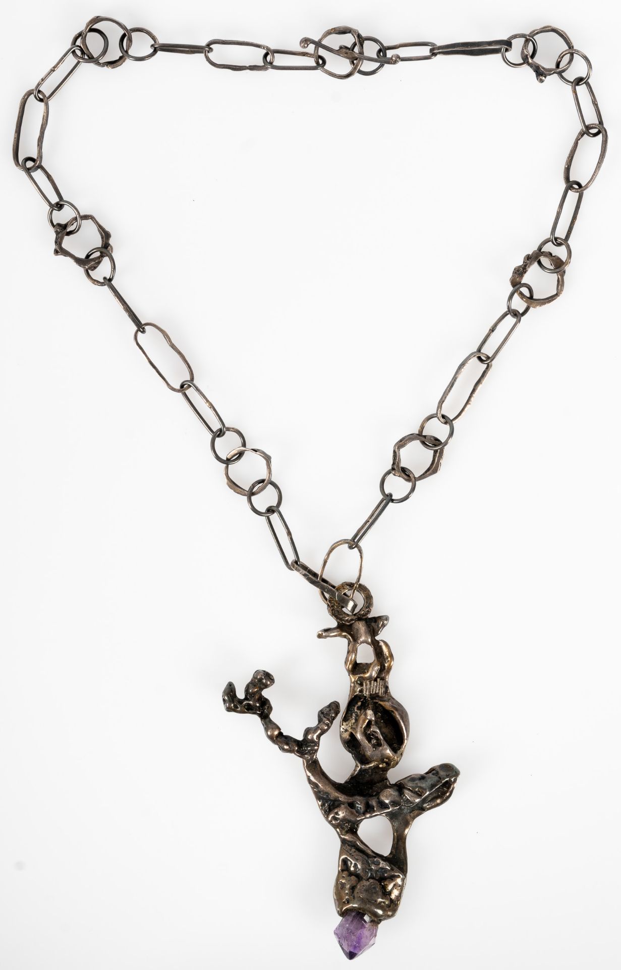 Extravagante Halskette, Eisenschmuck der wohl 1960er/70er Jahre, mehrteilige Fertigung, Unisex, Un