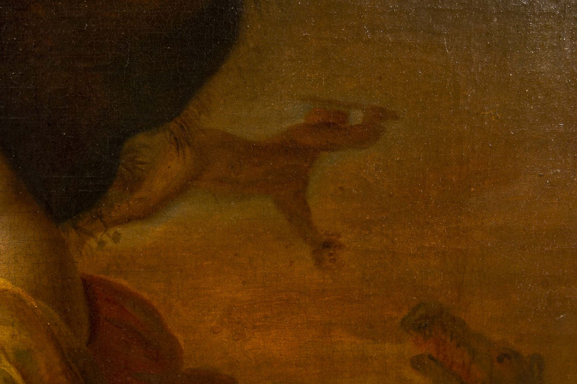 "Kampf mit dem Drachen", mythologische Himmelsszenerie, Gemälde Öl auf Leinwand, 18./ 19. Jhdt., ca - Bild 9 aus 15