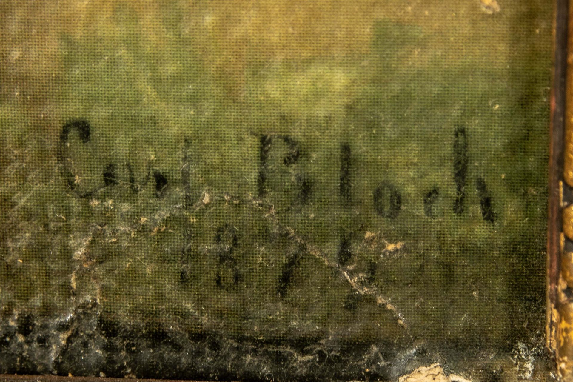 "Tratschende Bäuerinnen", Gemälde Öl auf Leinwand, unten rechts sign. & dat.: Carl Block 1875 = Car - Bild 4 aus 10